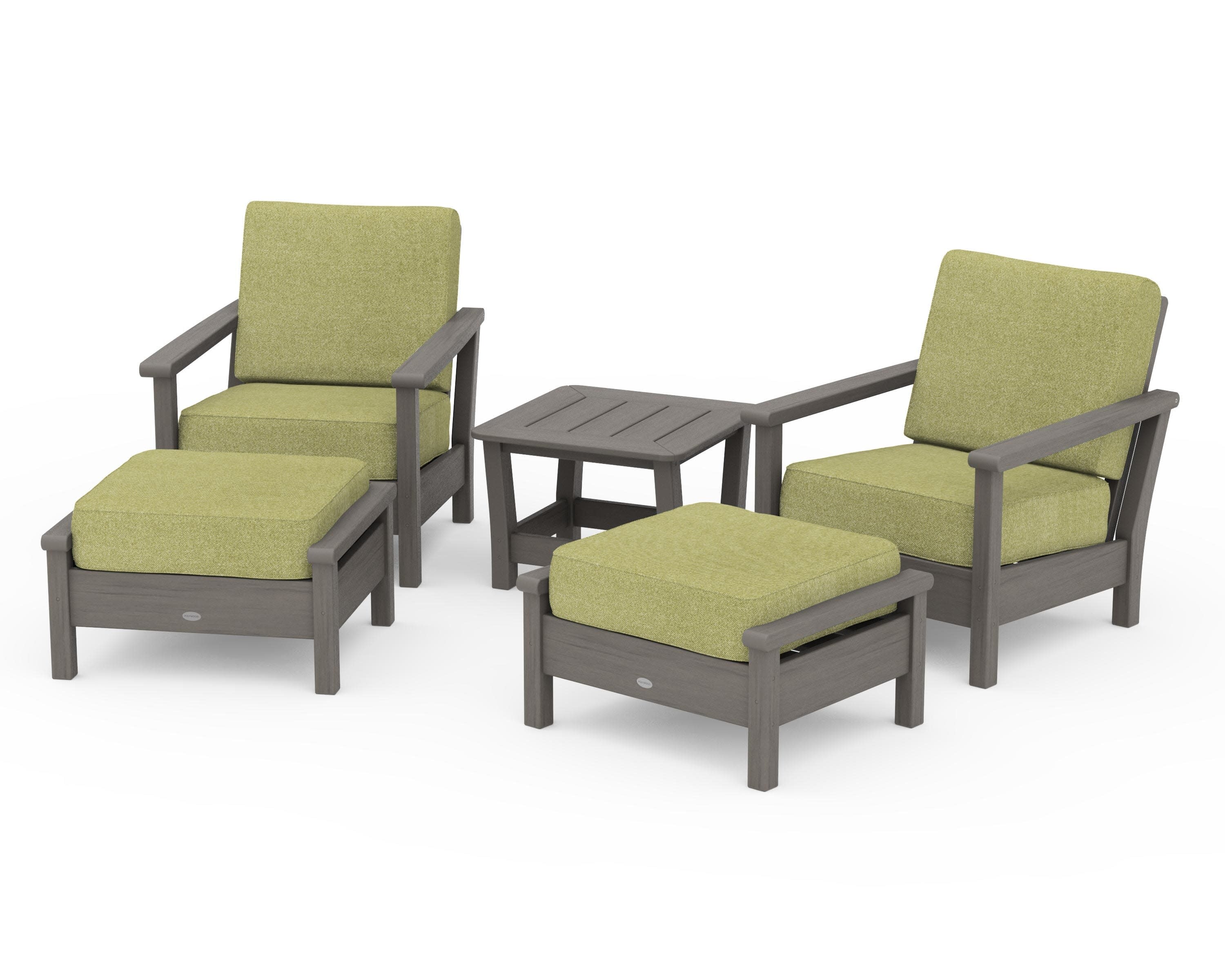 Harbour 5-Piece Deep Seating Chair Set in Driftwood / Chartreuse Boucle