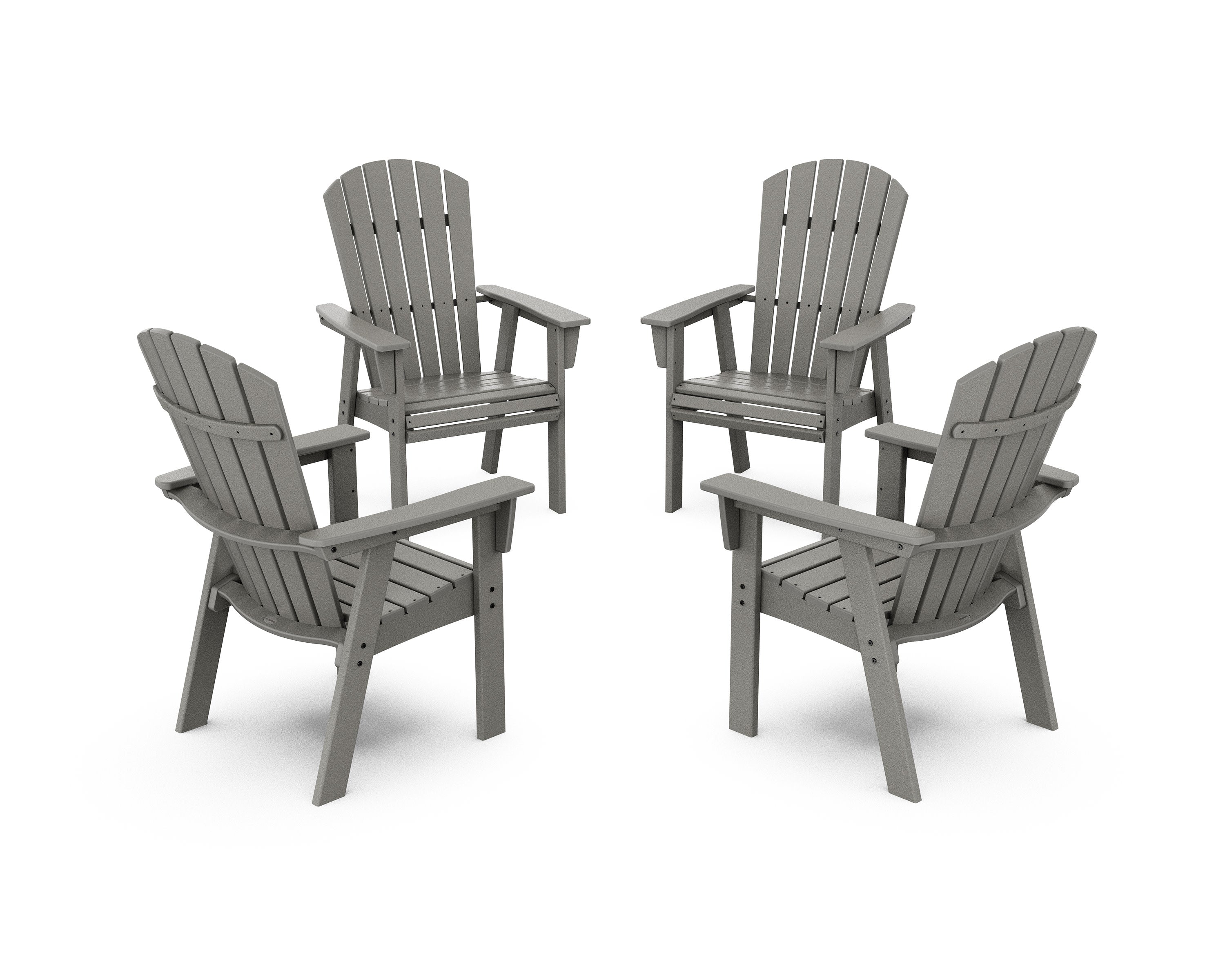 Nautical 4-Piece Curveback Upright Adirondack Conversation Set in Slate Grey