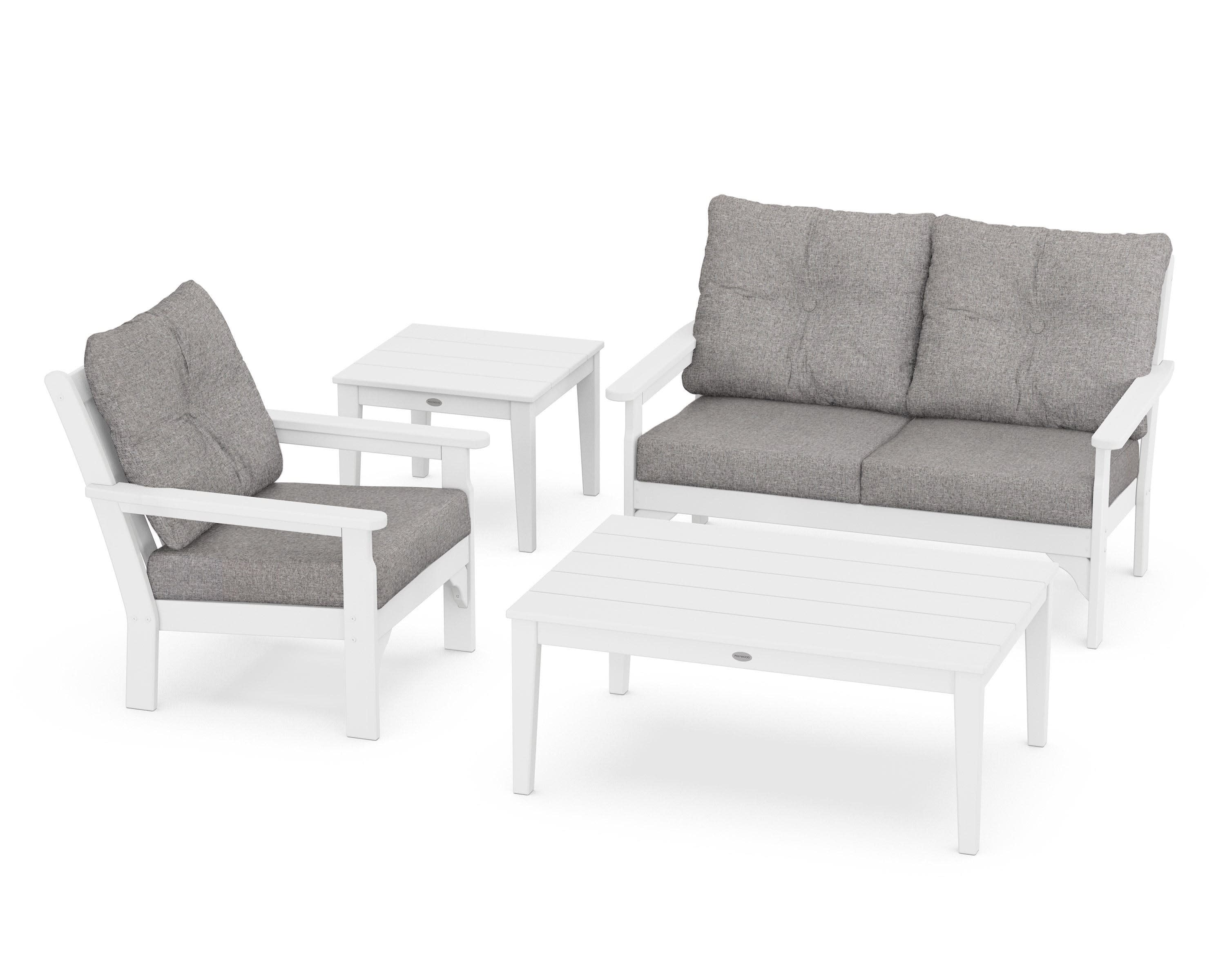Vineyard 4-Piece Deep Seating Set in White / Grey Mist