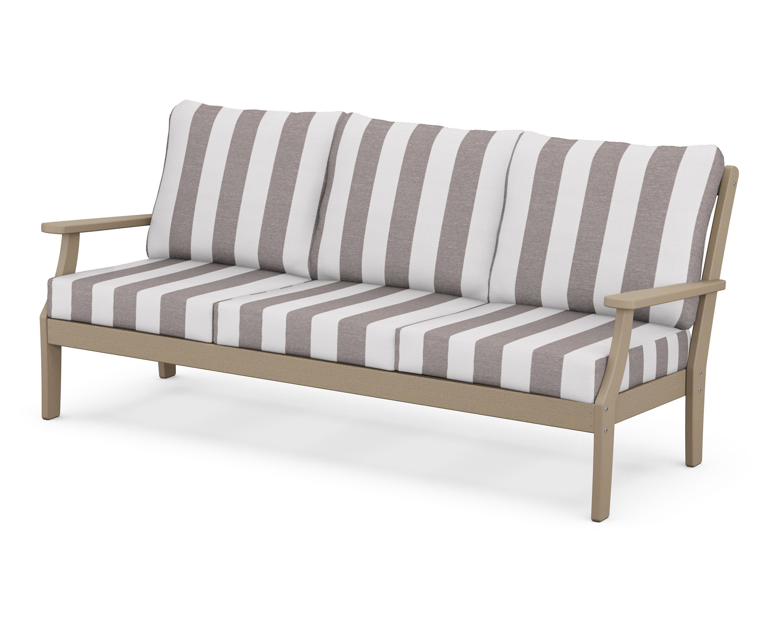 Braxton Deep Seating Sofa in Vintage Sahara / Cabana Stripe Grey Mist