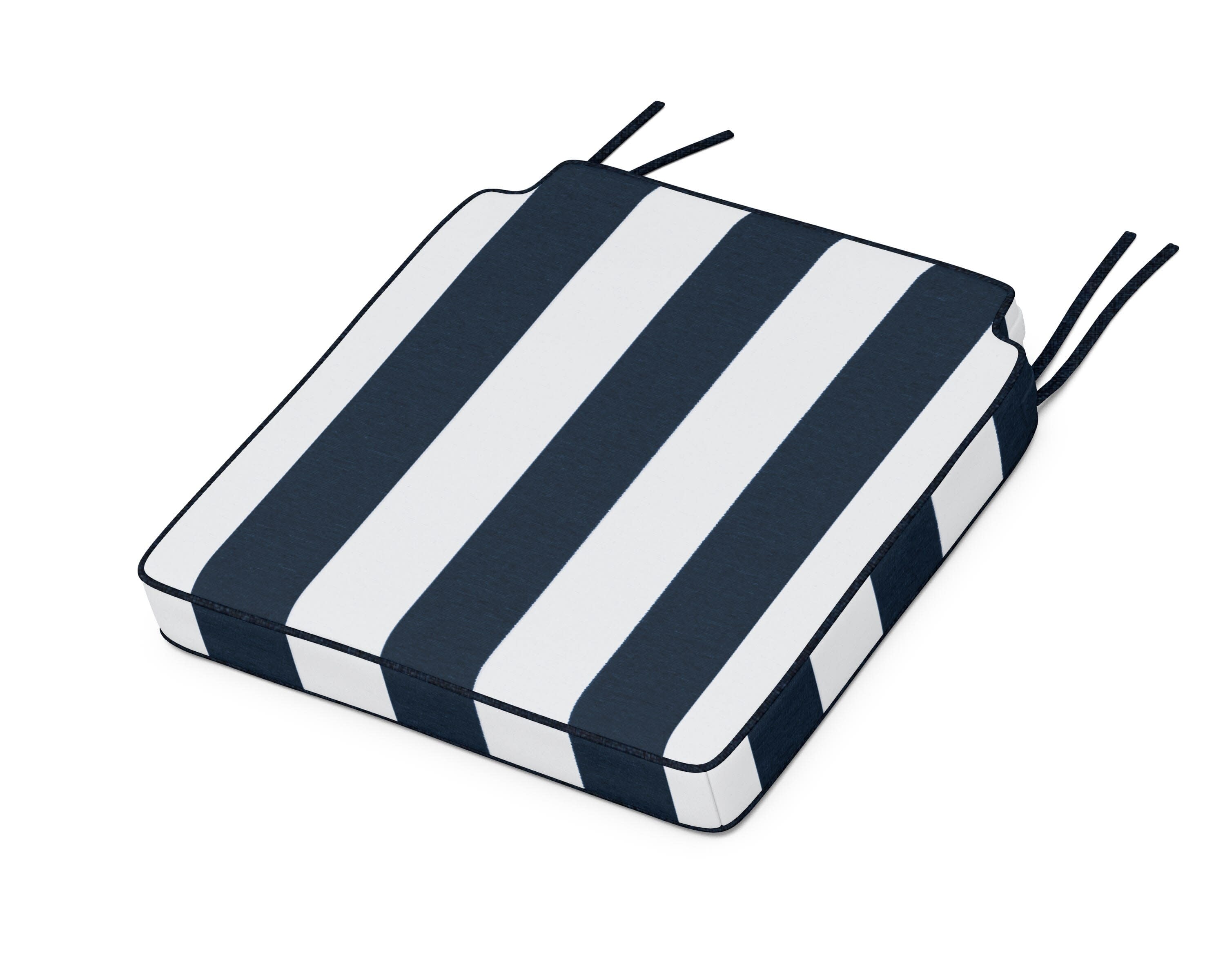 Acadia Dining Side Seat Cushion in Cabana Stripe Marine Indigo