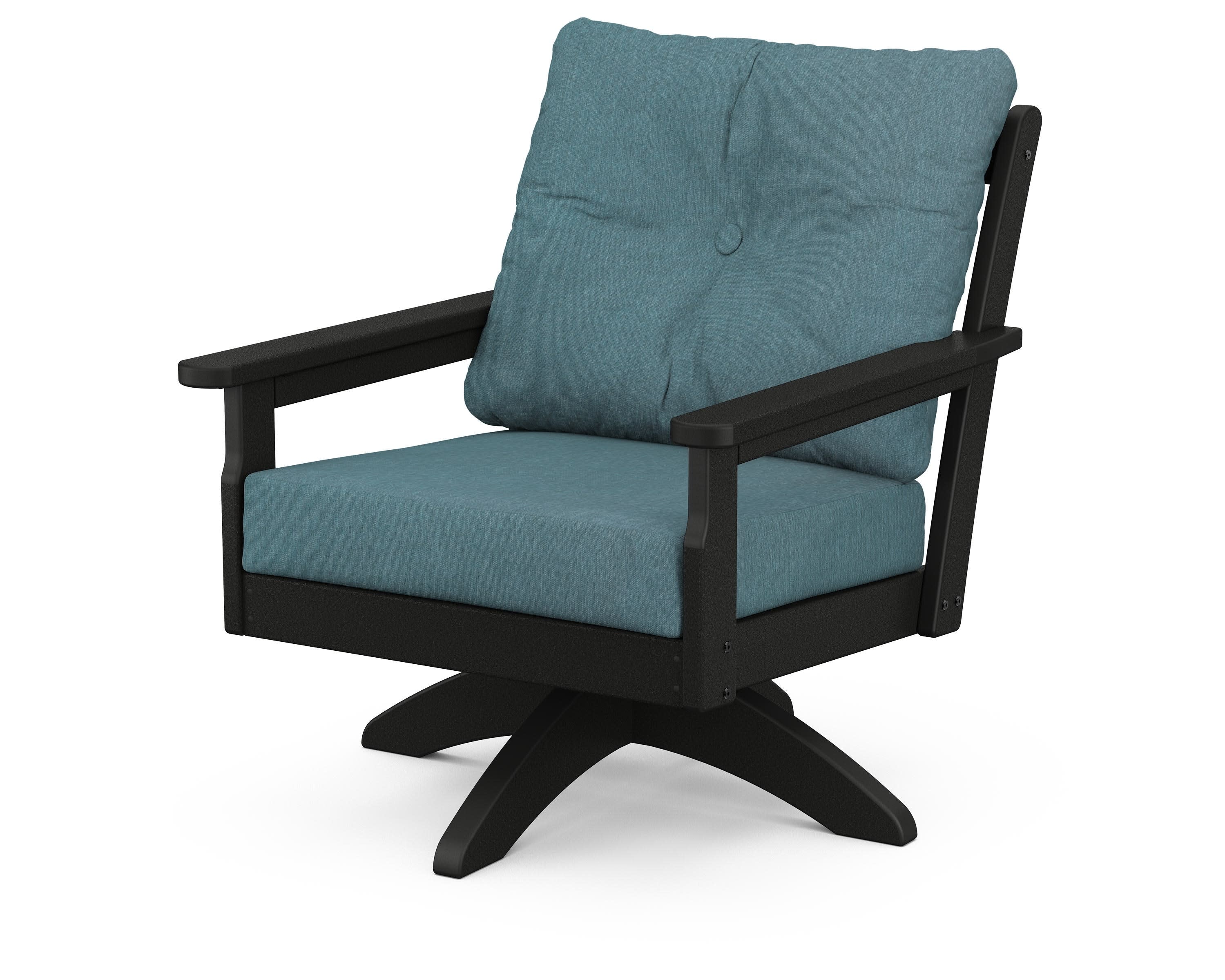 Vineyard Deep Seating Swivel Chair in Black / Ocean Teal