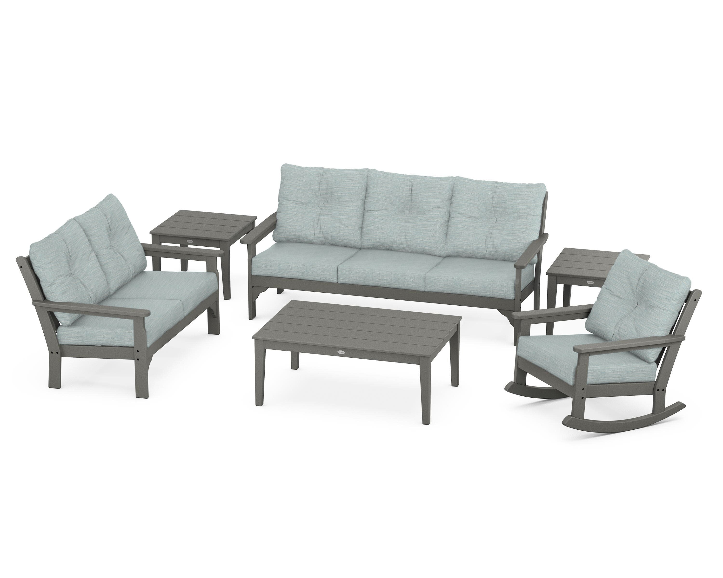 Vineyard 6-Piece Deep Seating Set in Slate Grey / Soothe Mist