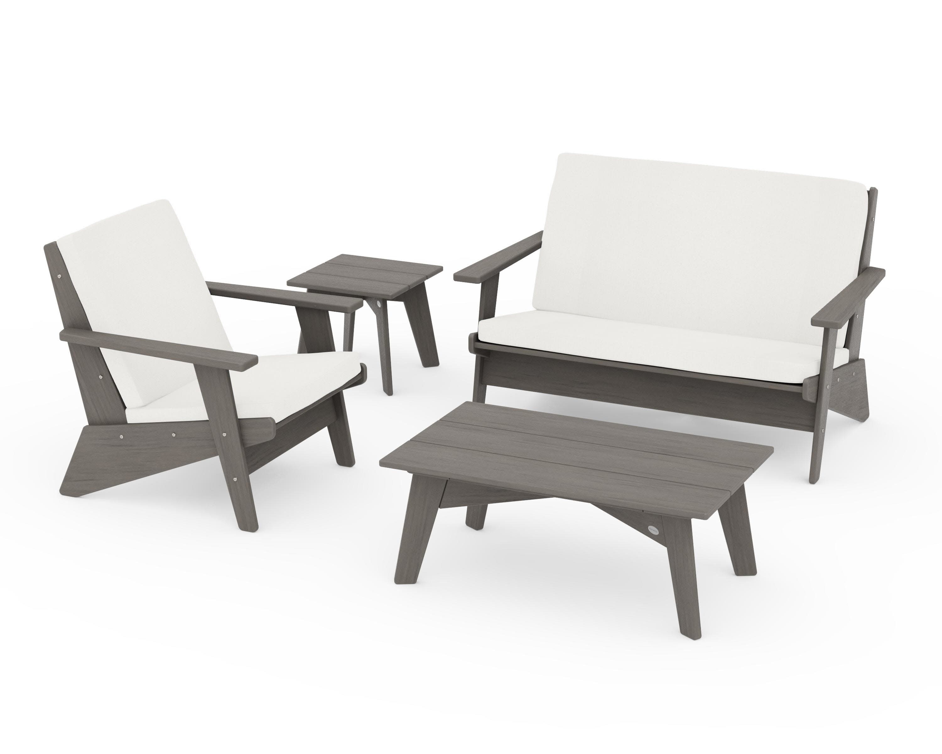 Riviera Modern Lounge 4-Piece Set in Driftwood / Natural Linen