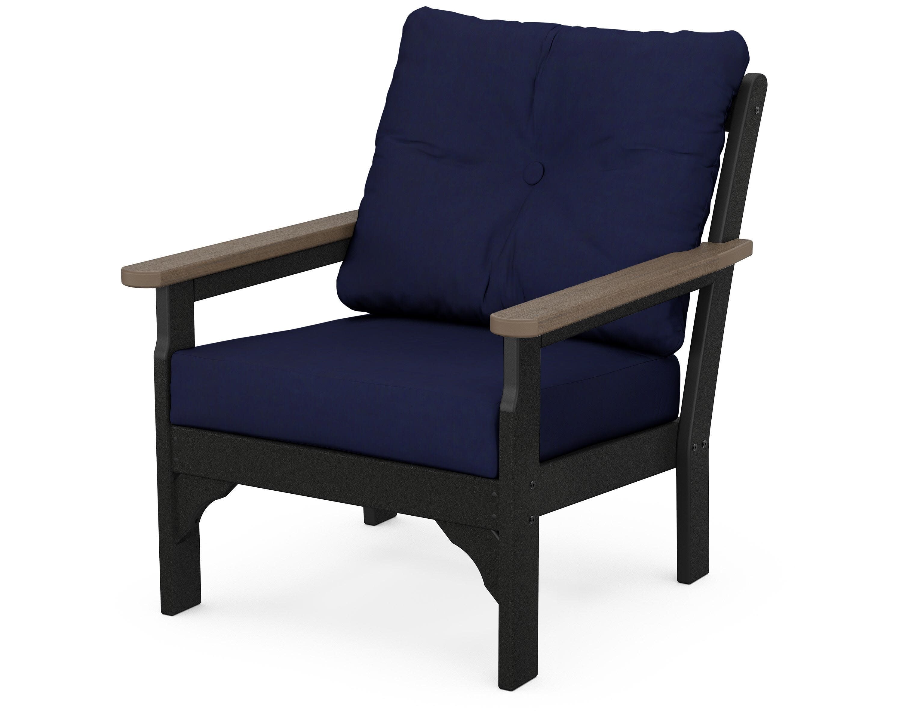 Vineyard Deep Seating Chair in White / Kona / Navy