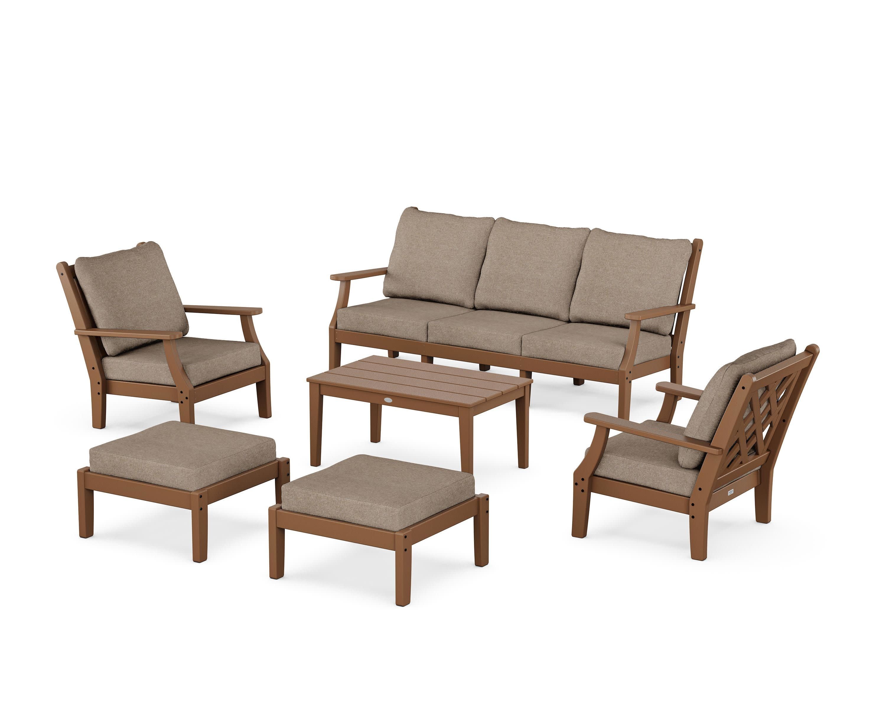 Wovendale 6-Piece Lounge Sofa Set in Teak / Spiced Burlap