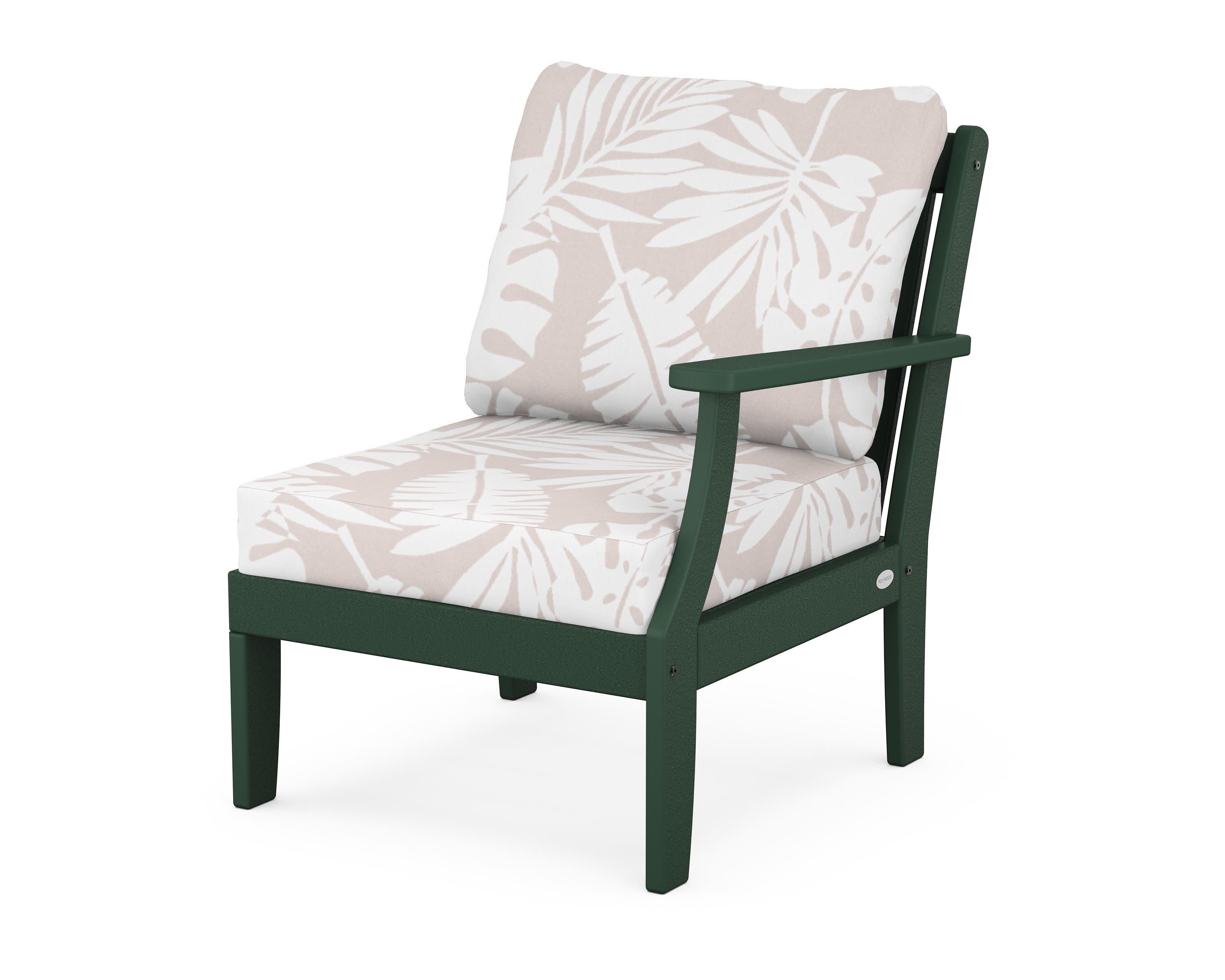 Braxton Modular Right Arm Chair in Green / Leaf Dune Burlap