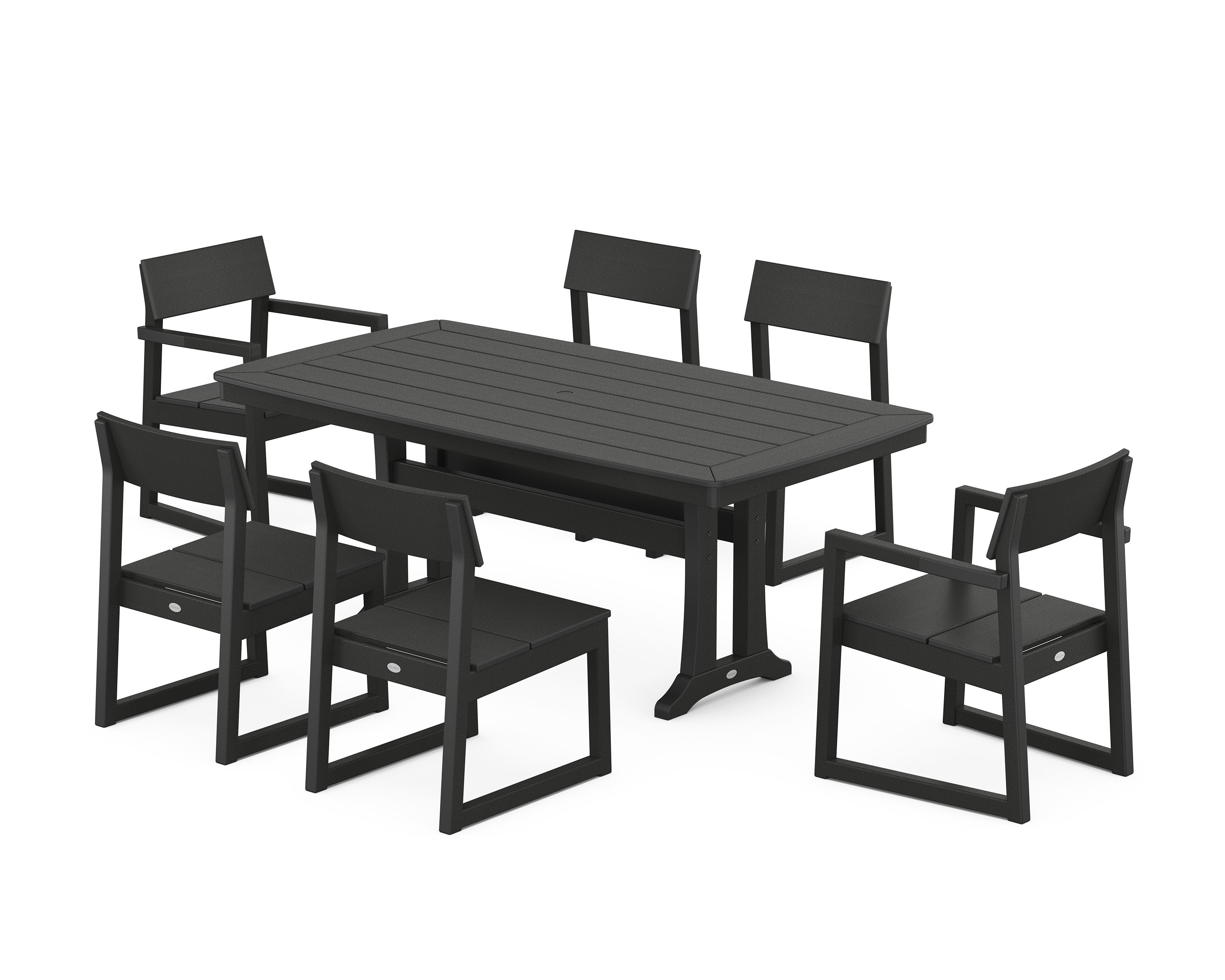EDGE 7-Piece Dining Set with Trestle Legs in Black