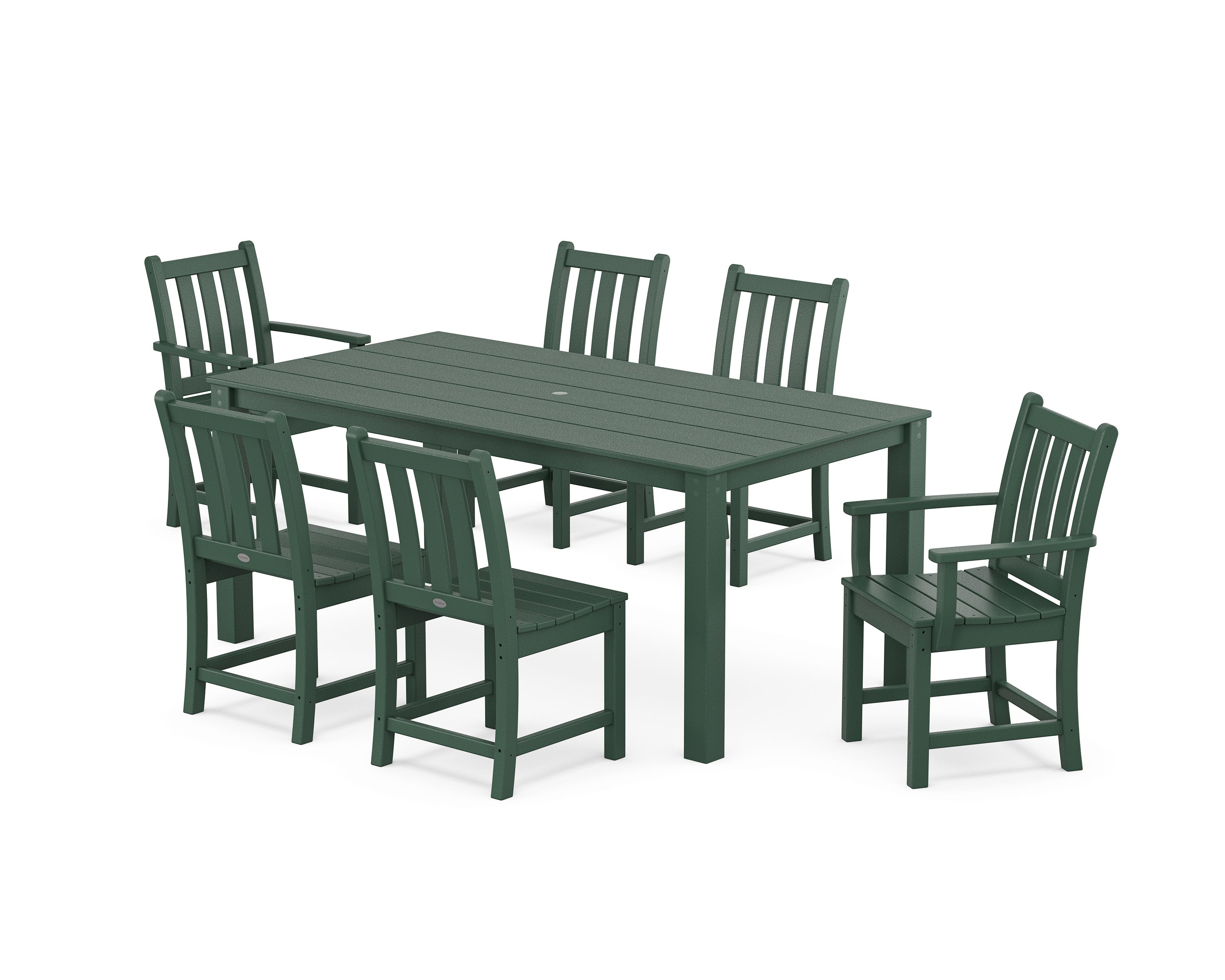 Traditional Garden 7-Piece Parsons Dining Set in Green