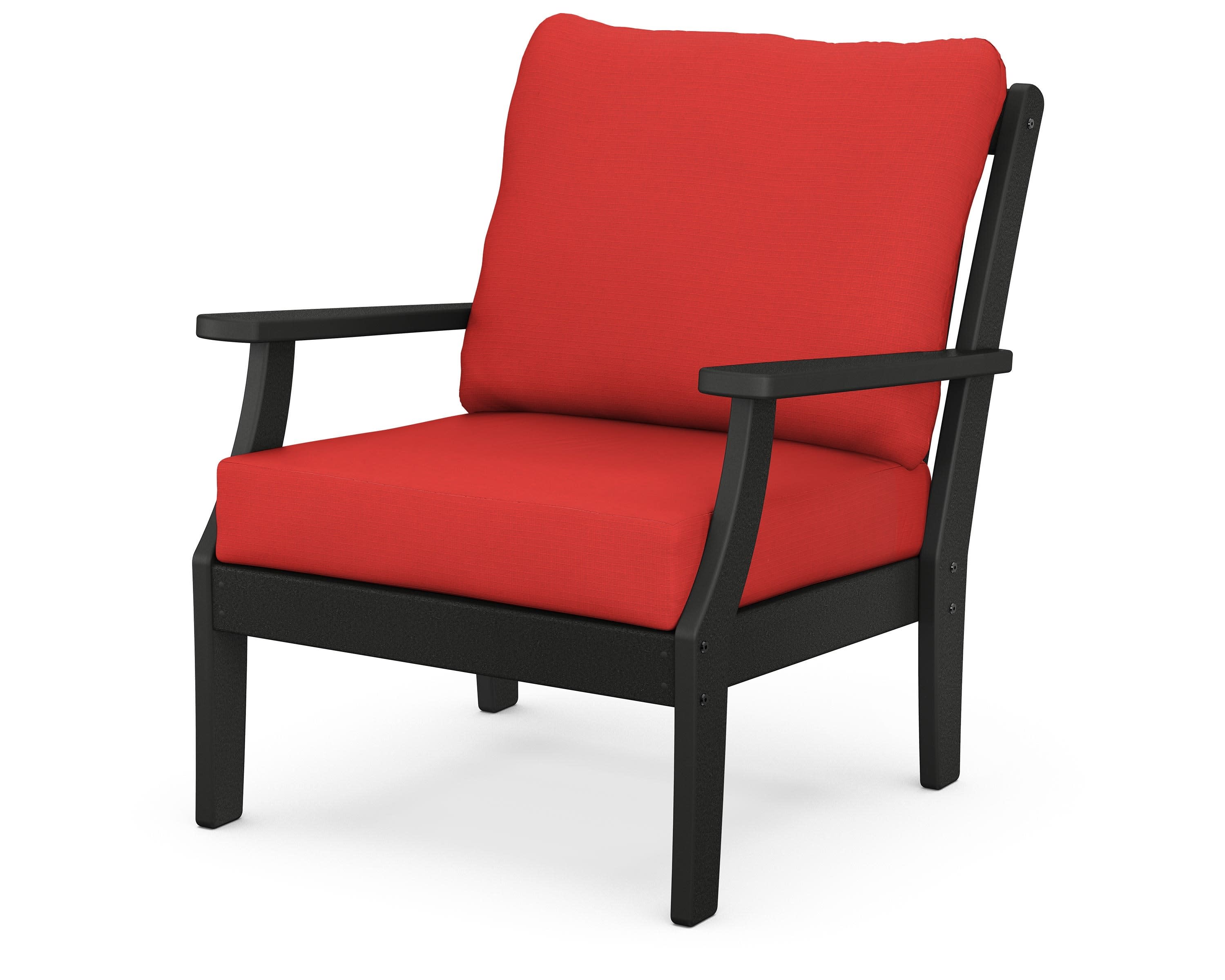 Braxton Deep Seating Chair in Black / Crimson Linen