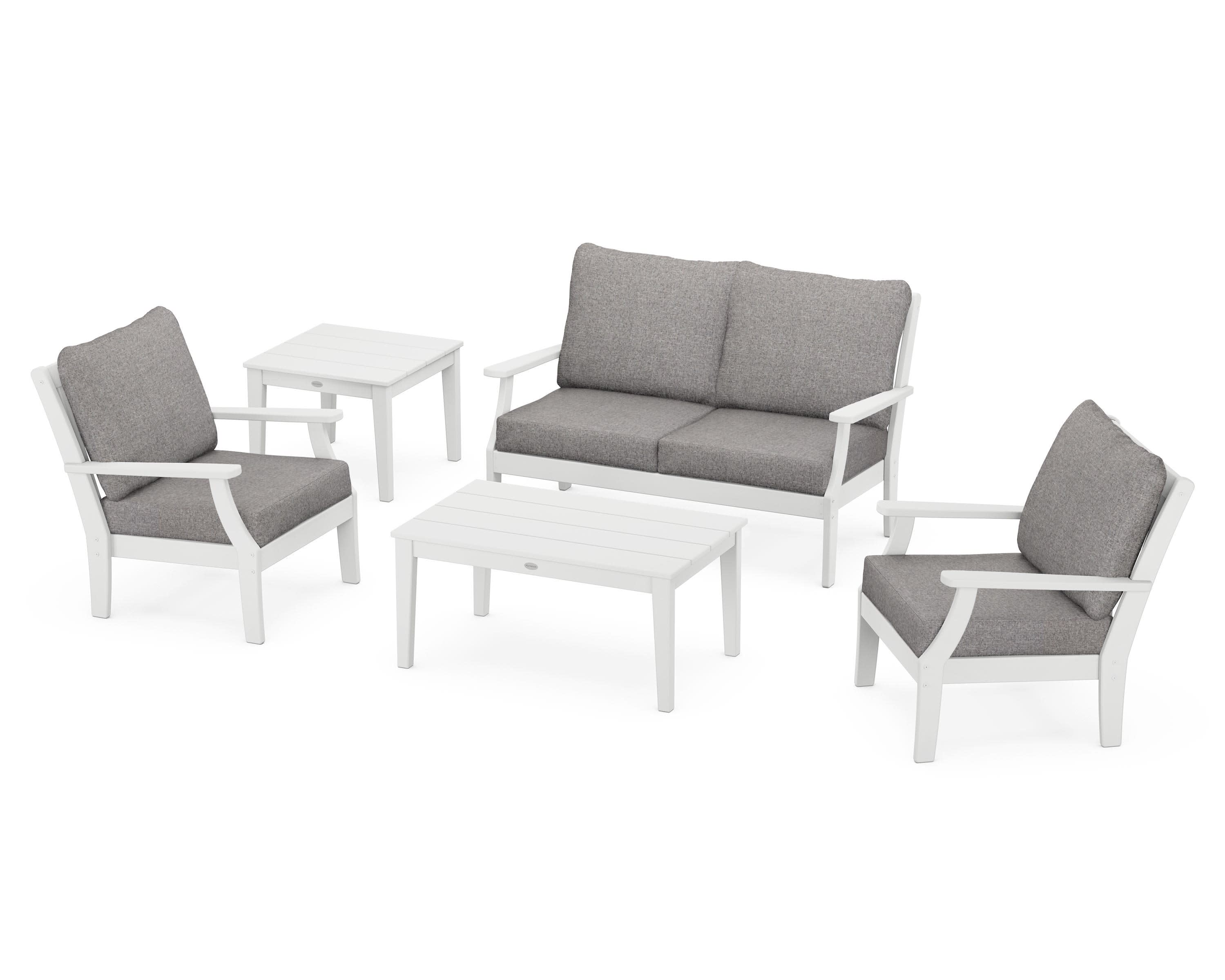 Braxton 5-Piece Deep Seating Set in White / Grey Mist