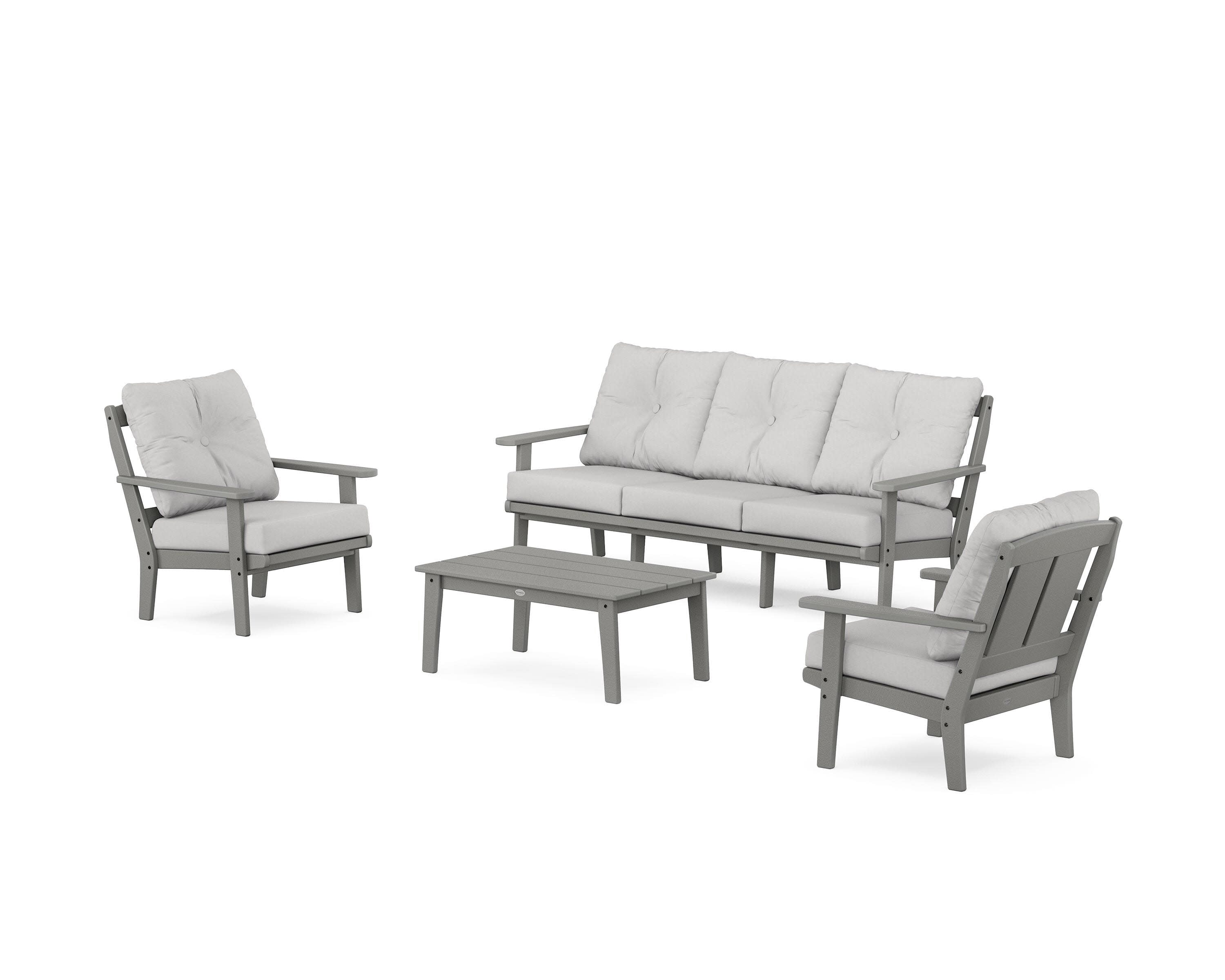 Mission 4-Piece Deep Seating Set with Sofa in Slate Grey / Diamond in the Rough