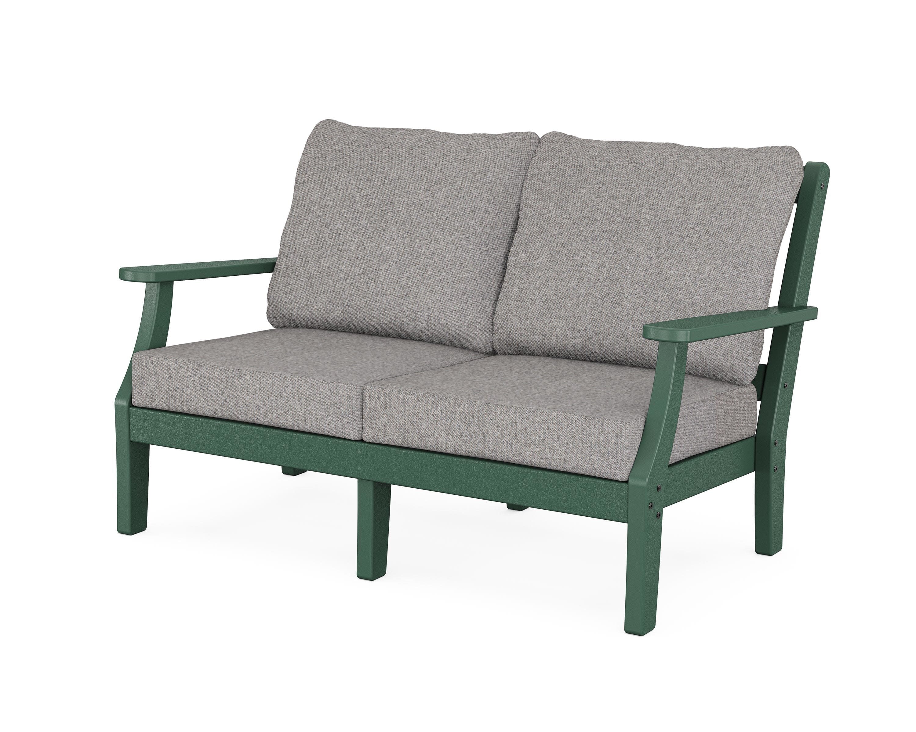 Chinoiserie Deep Seating Loveseat in Green / Grey Mist