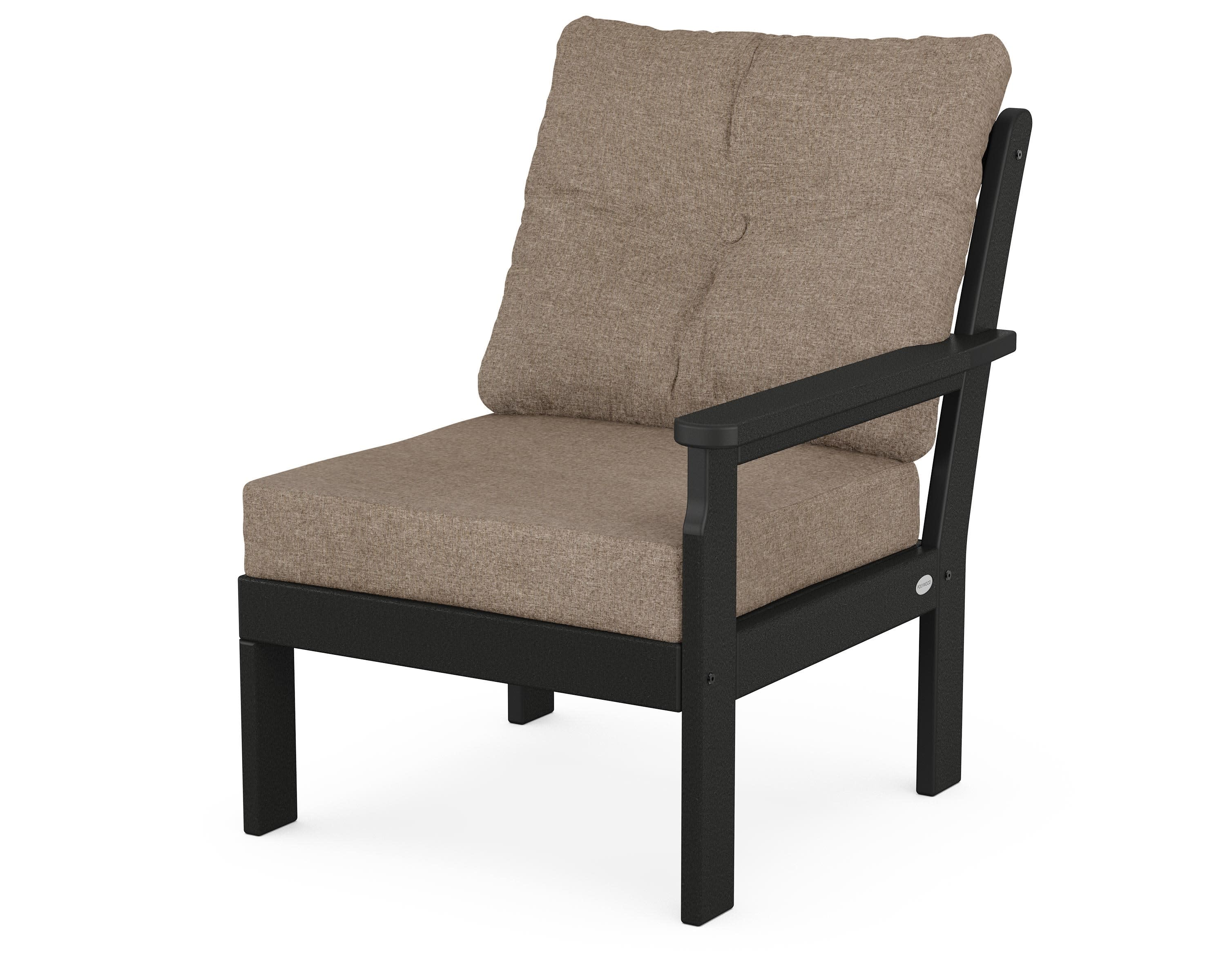 Vineyard Modular Right Arm Chair in Black / Spiced Burlap