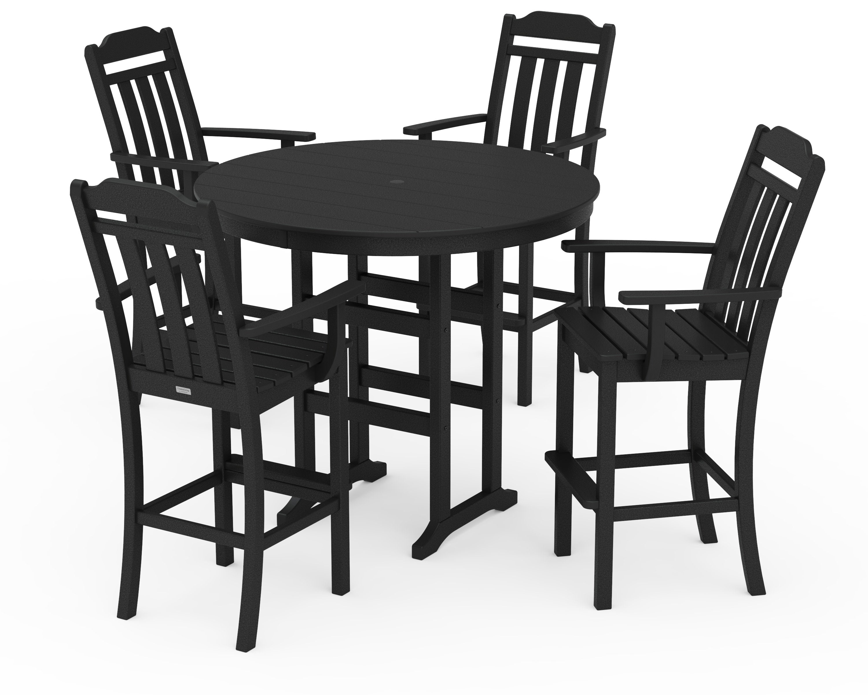 Cottage 5-Piece Round Farmhouse Bar Set in Black