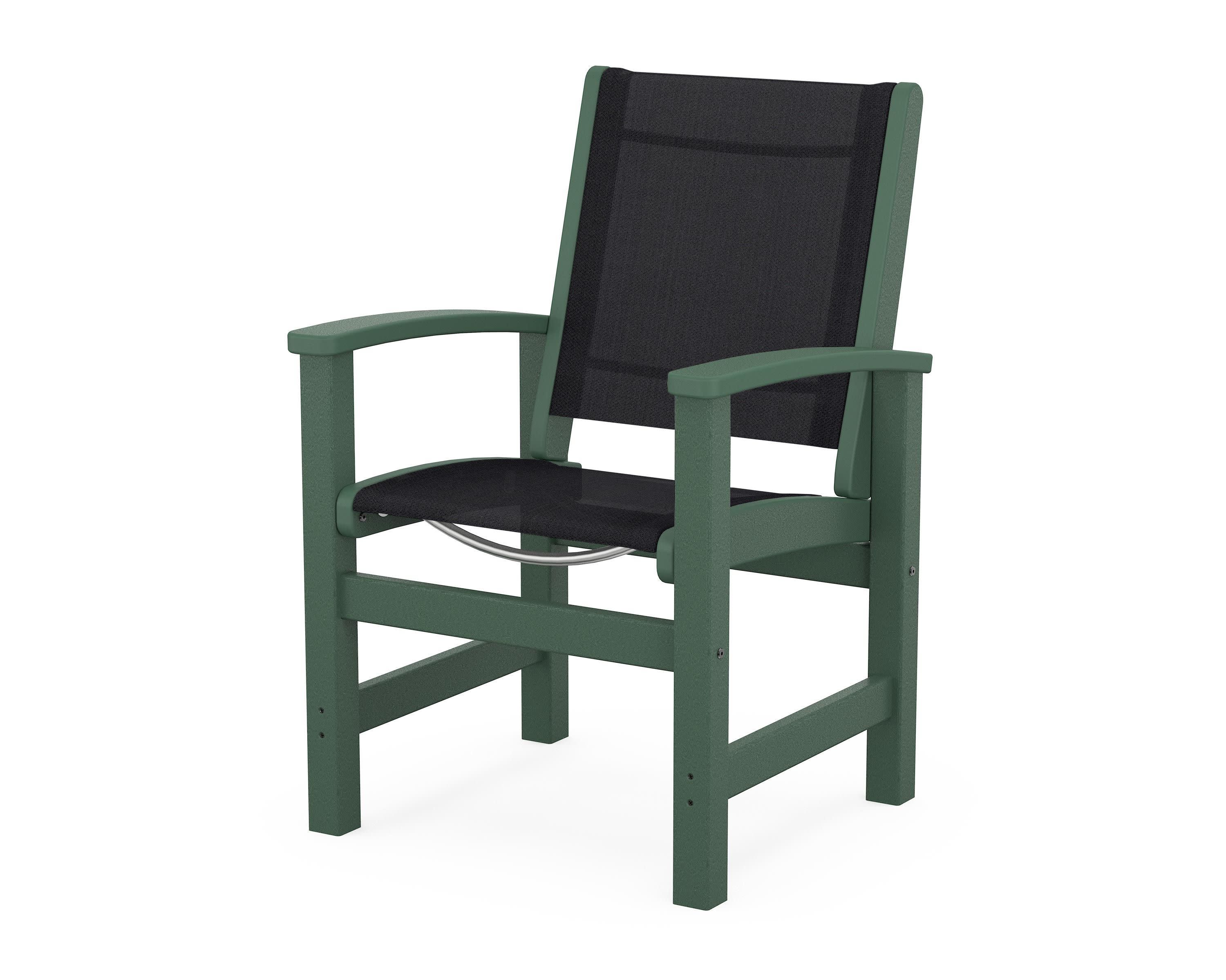 Coastal Dining Chair in Green / Black Sling