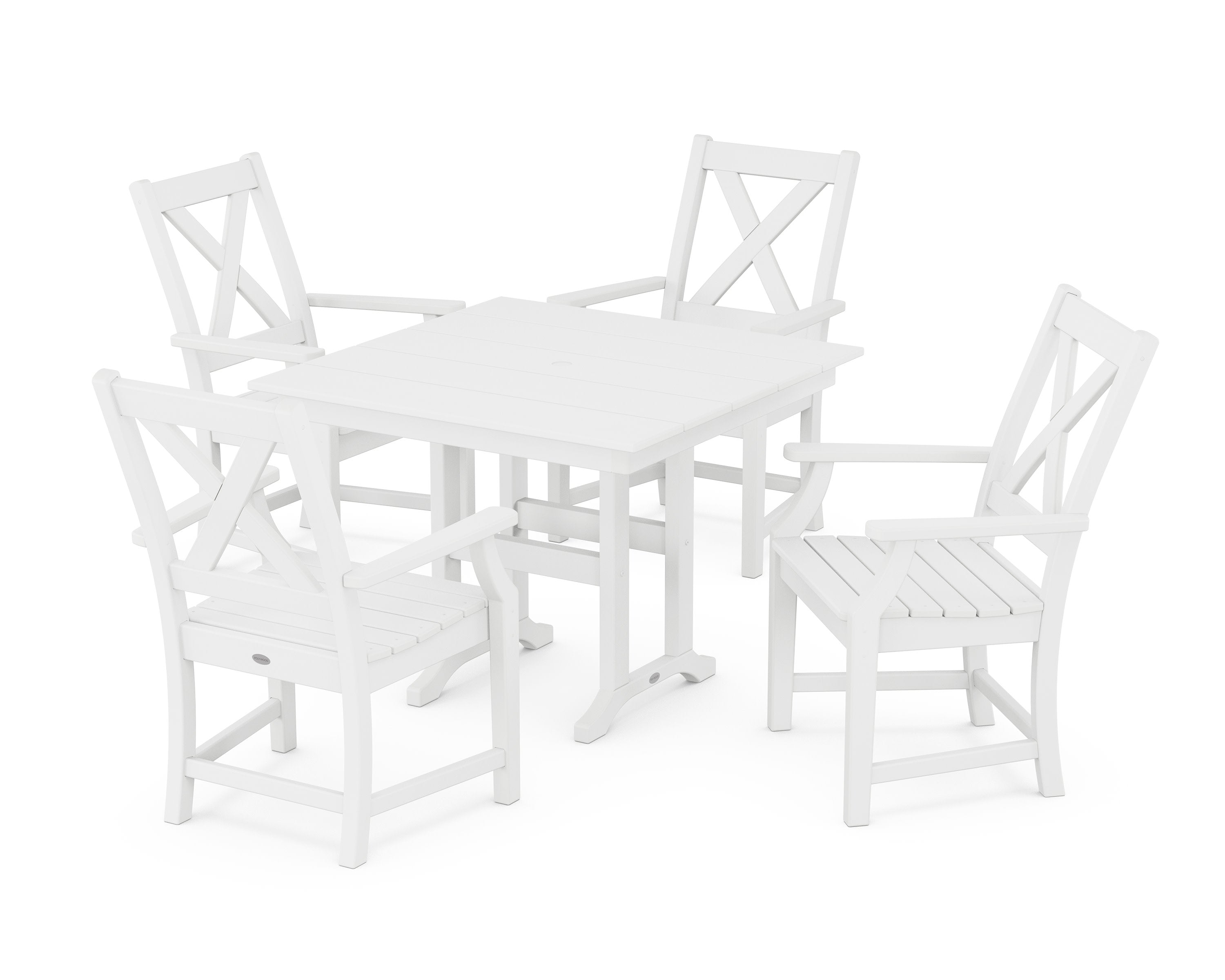 Braxton 5-Piece Farmhouse Dining Set in White