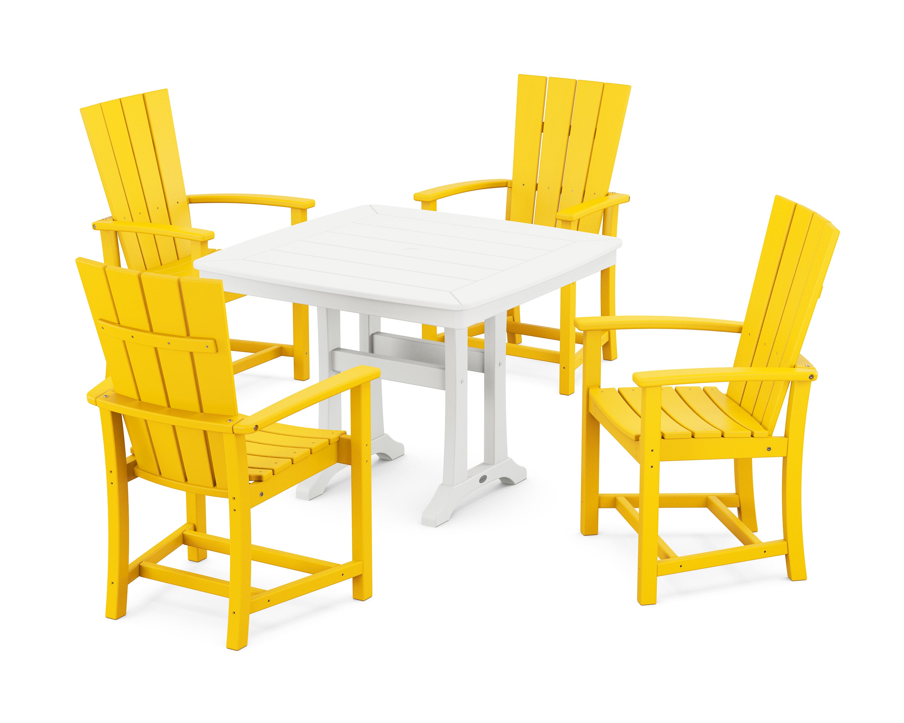 Quattro 5-Piece Dining Set with Trestle Legs in Lemon / White