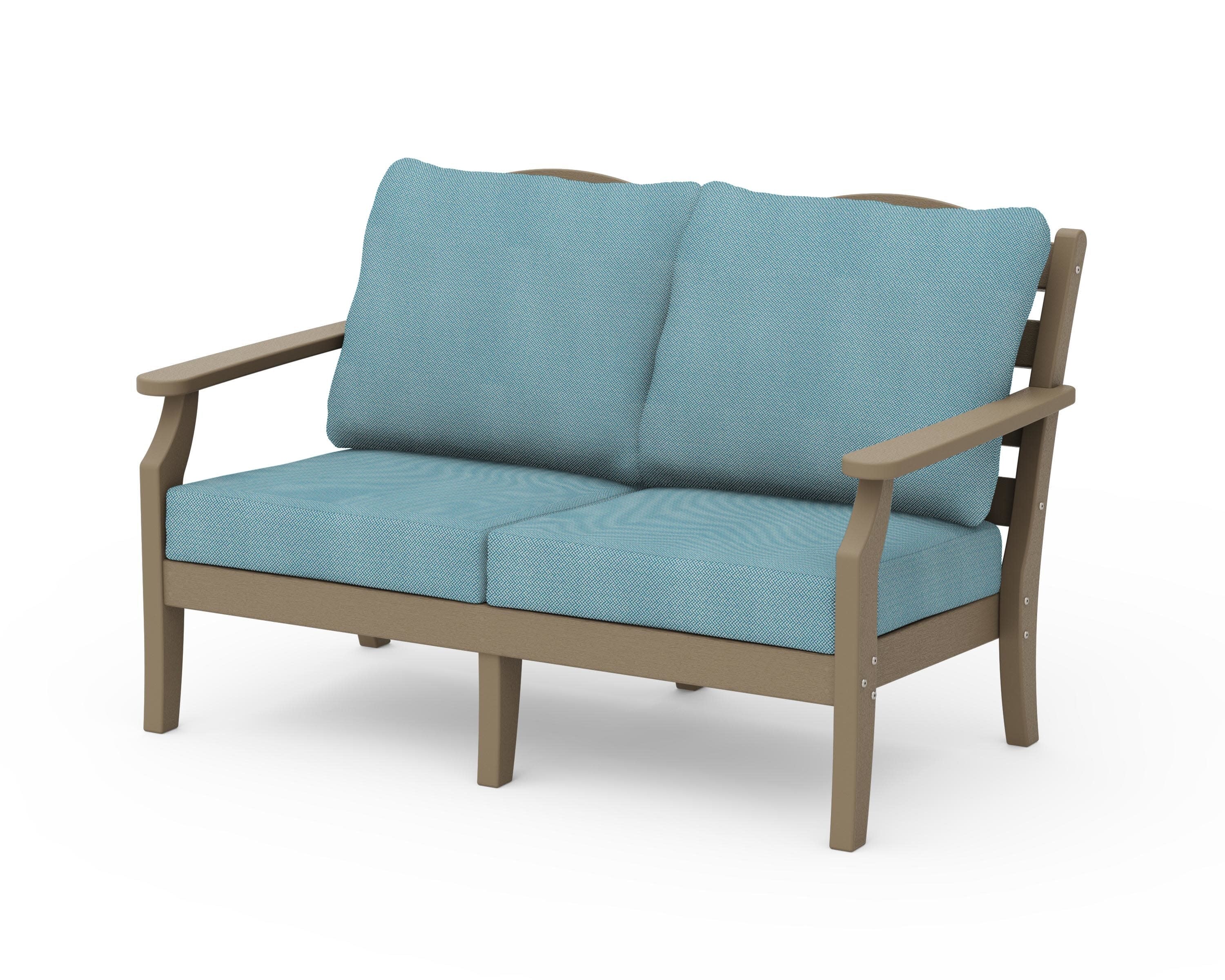 Savannah Deep Seating Loveseat in Vintage Sahara / Lattice Sky Blue