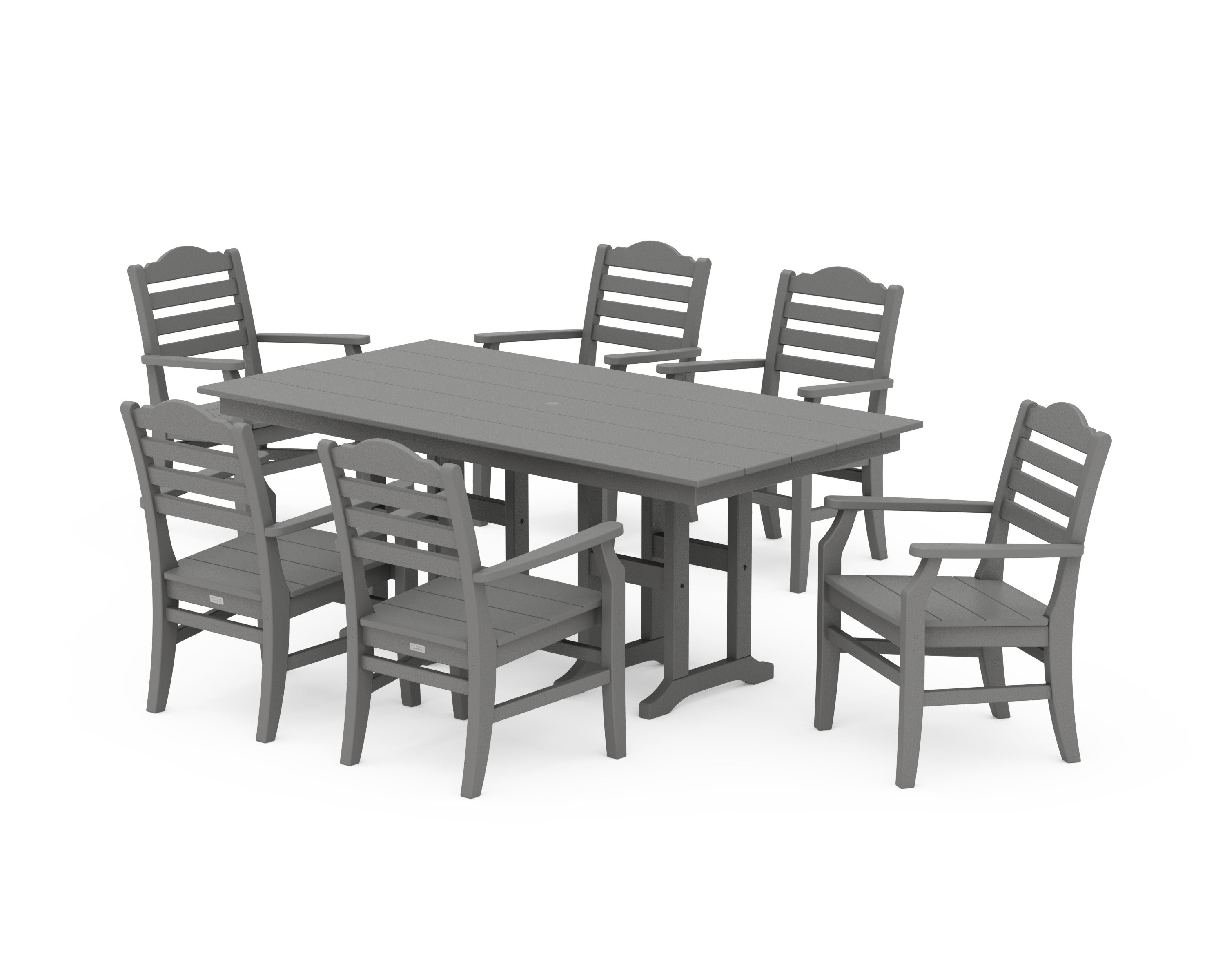 Savannah Arm Chair 7-Piece Farmhouse Dining Set in Slate Grey