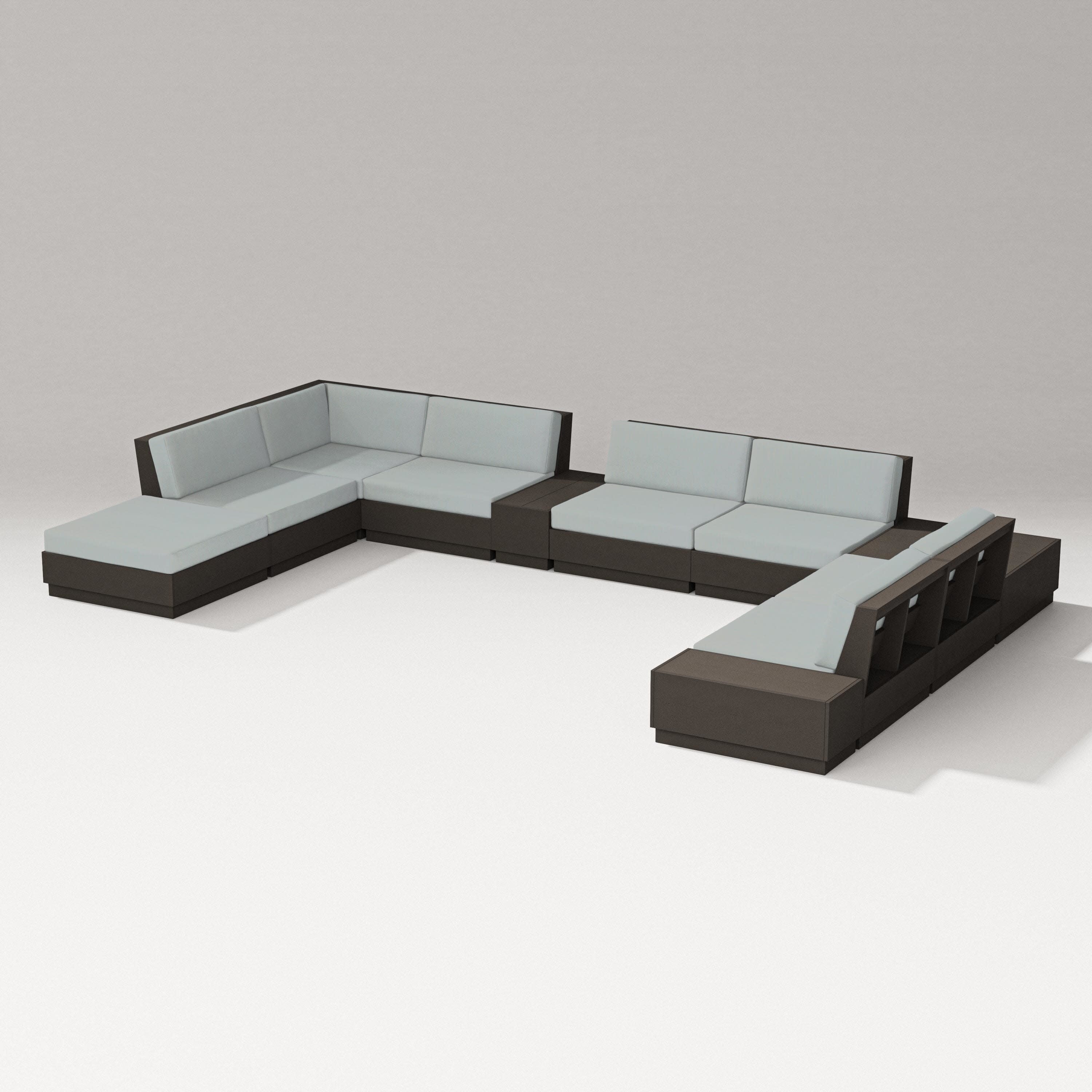 Elevate 11-Piece Conversation Sectional Set in Vintage Coffee / Spa