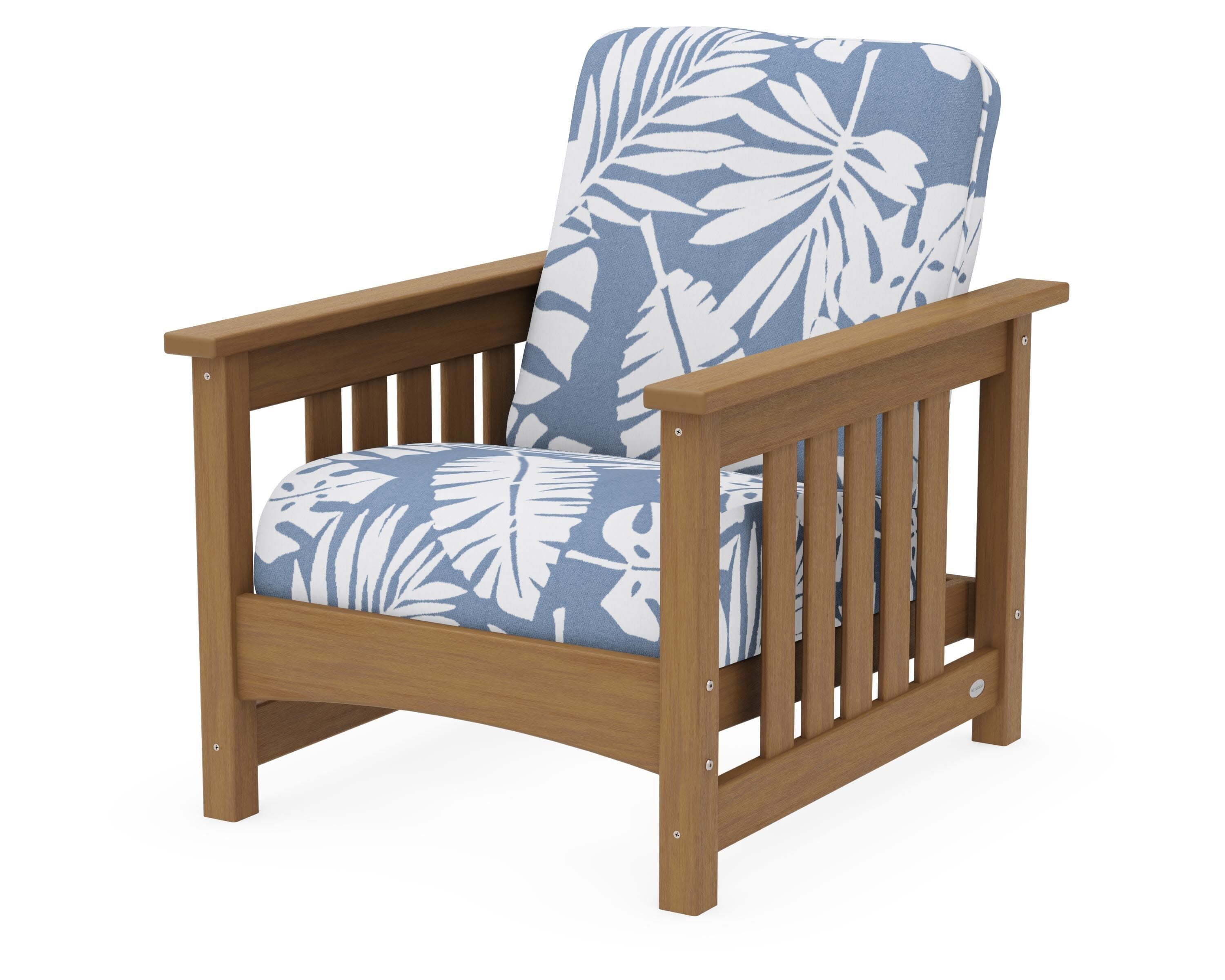 Club Mission Chair in Natural / Leaf Sky Blue