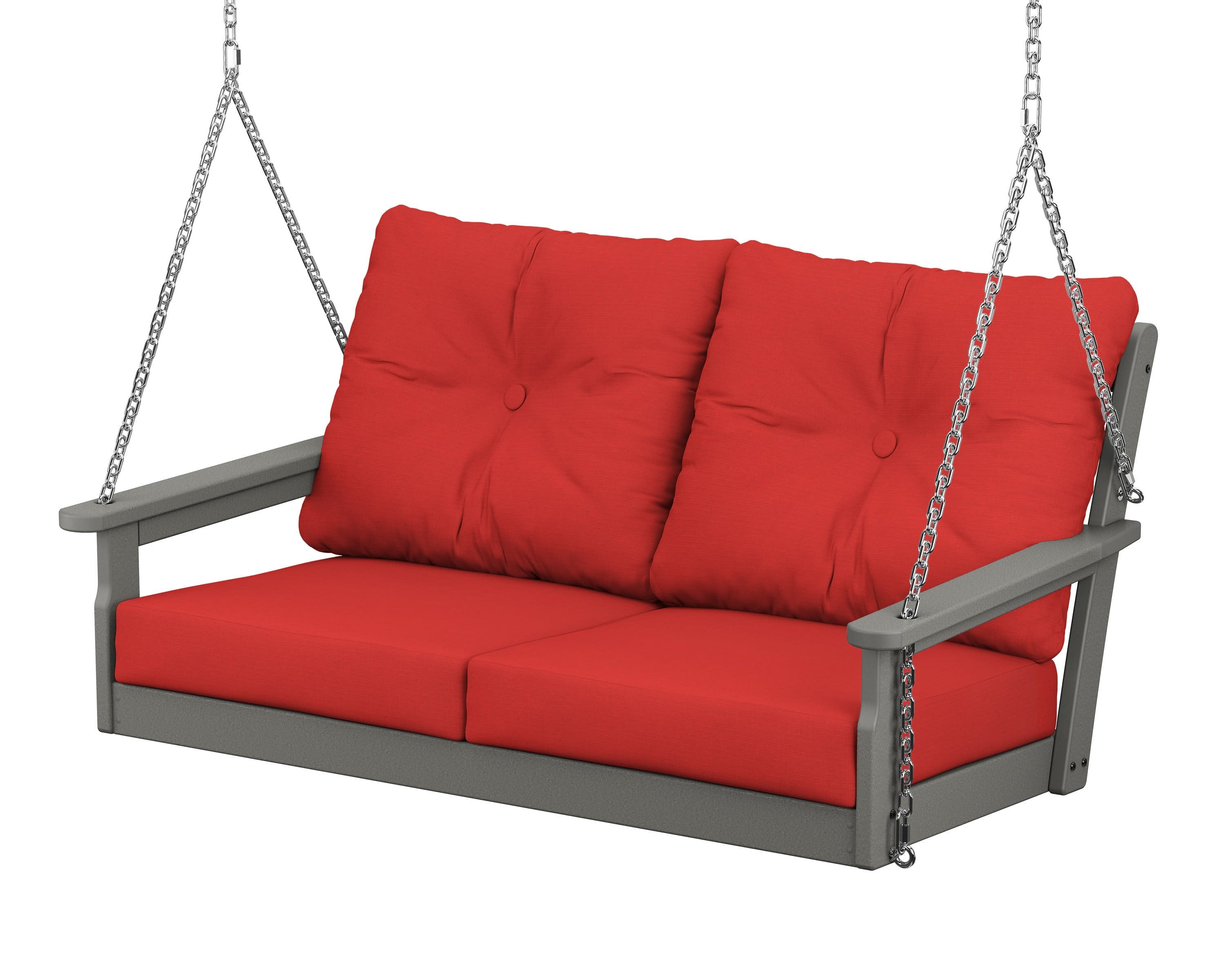Vineyard Deep Seating Swing in Slate Grey / Crimson Linen
