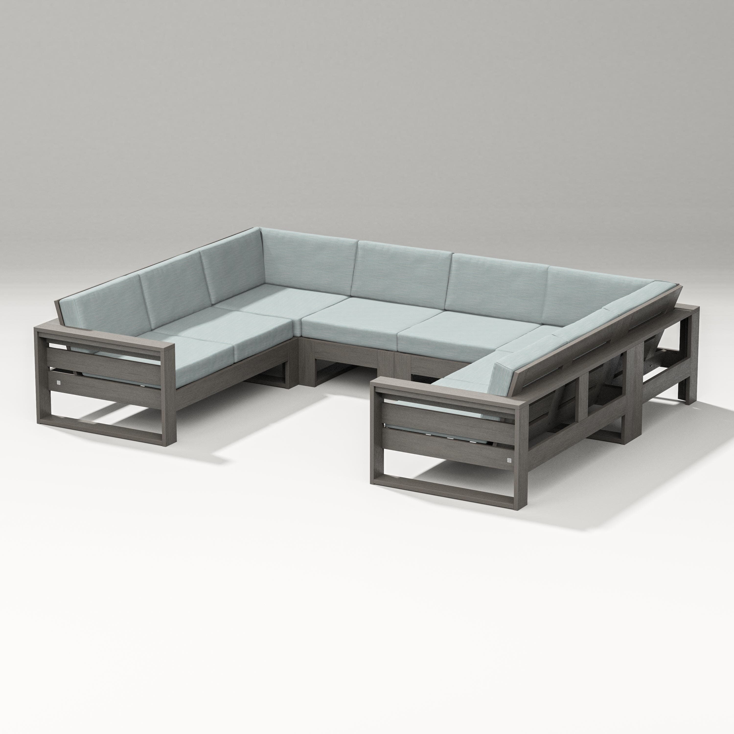 Latitude U-Shaped Sectional in Driftwood / Soothe Mist