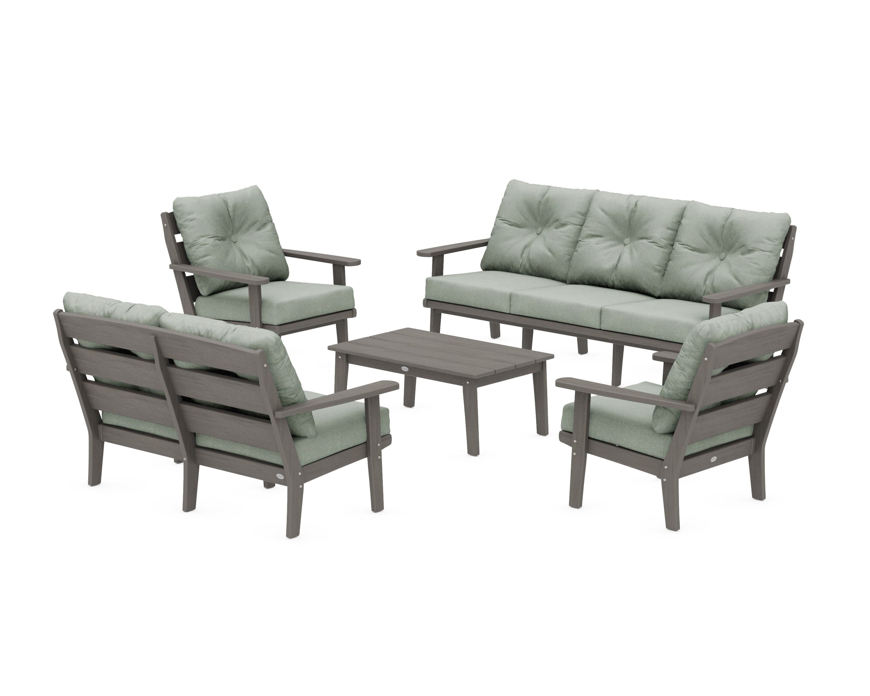 Lakeside 5-Piece Lounge Sofa Set in Driftwood / Cast Sage