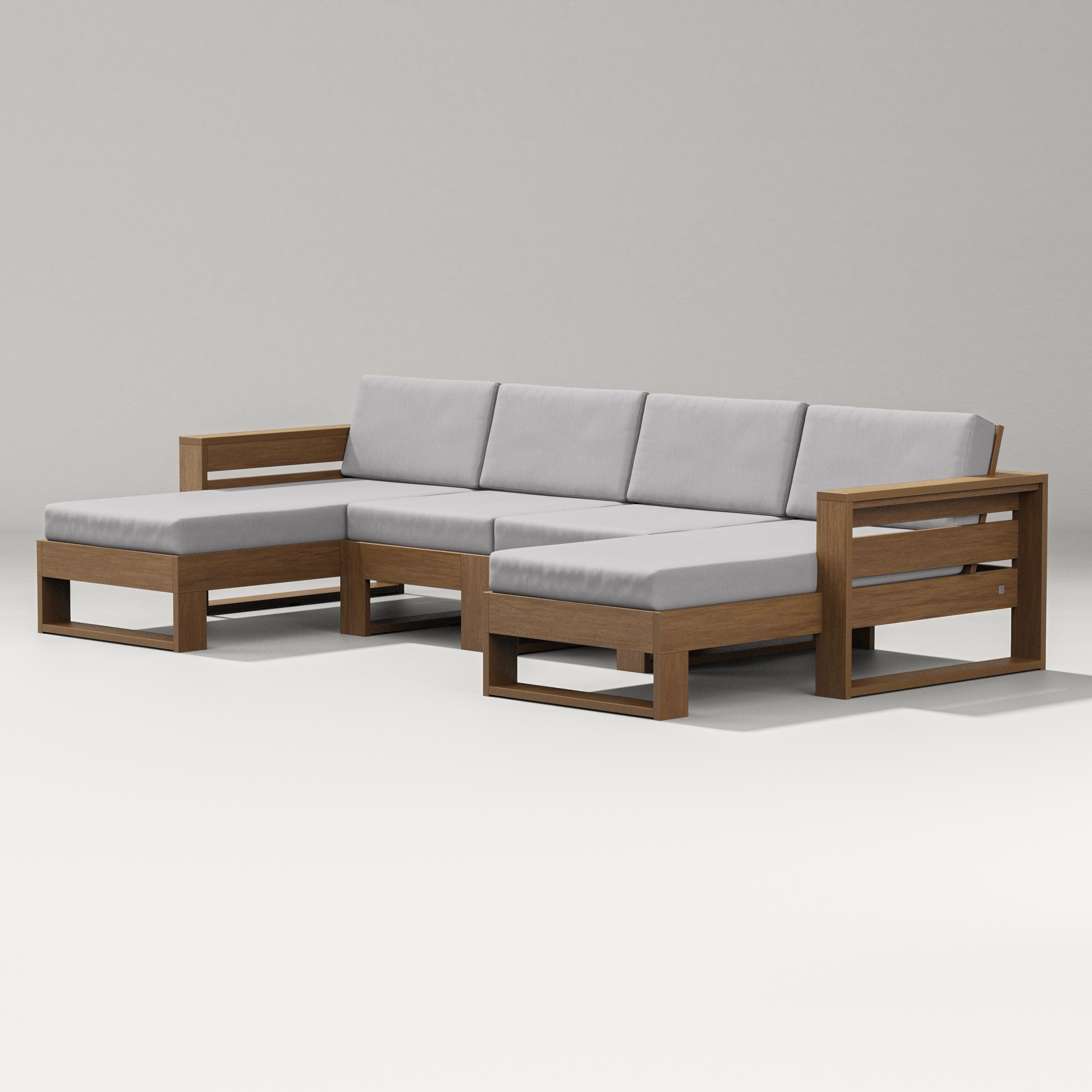 Latitude Double Chaise Sectional in Natural / Granite