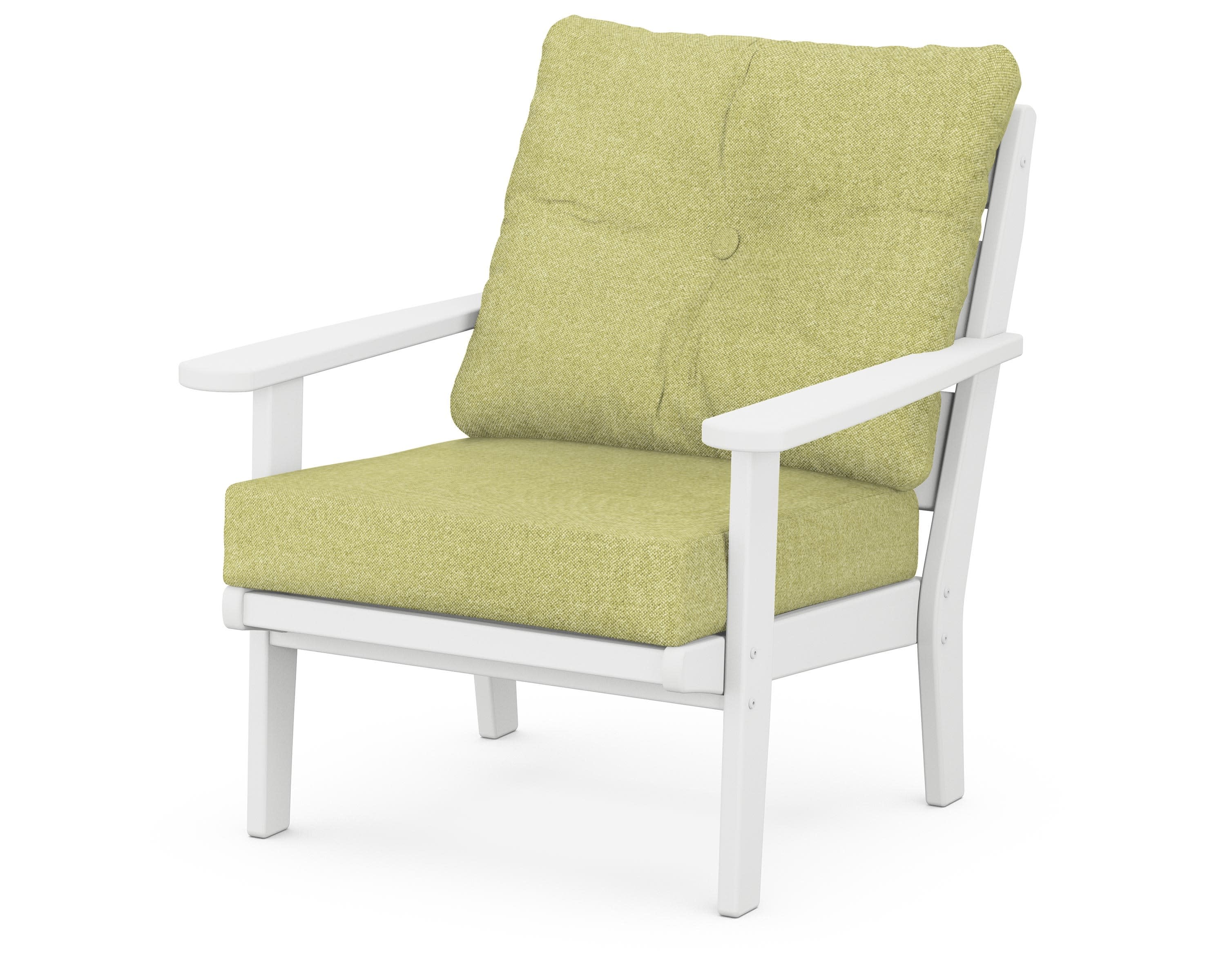 Lakeside Deep Seating Chair in White / Chartreuse Boucle