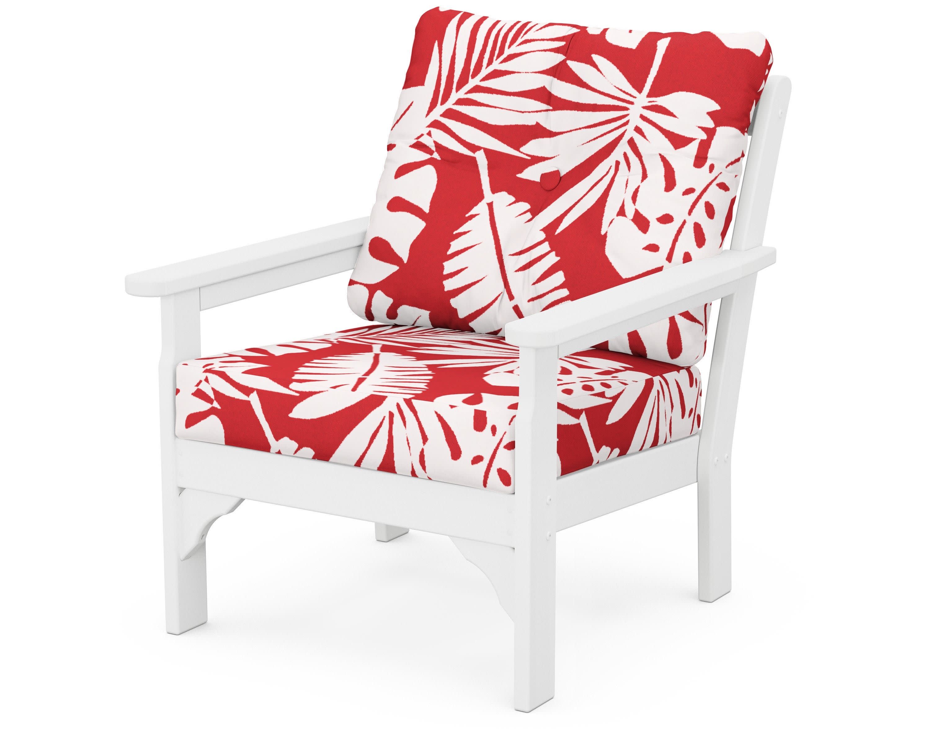 Vineyard Deep Seating Chair in White / Leaf Crimson