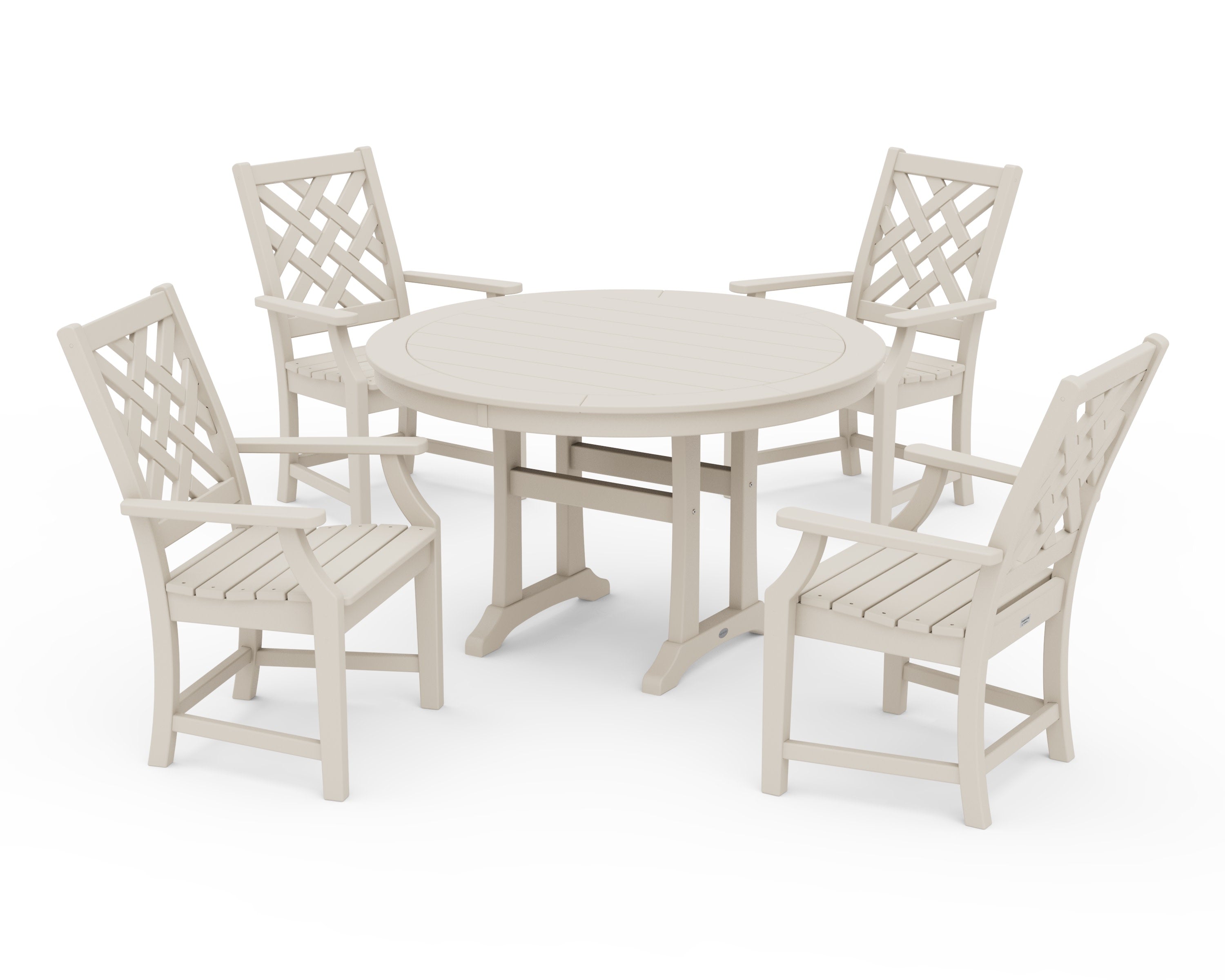 Wovendale 5-Piece Round Dining Set with Trestle Legs in Sand