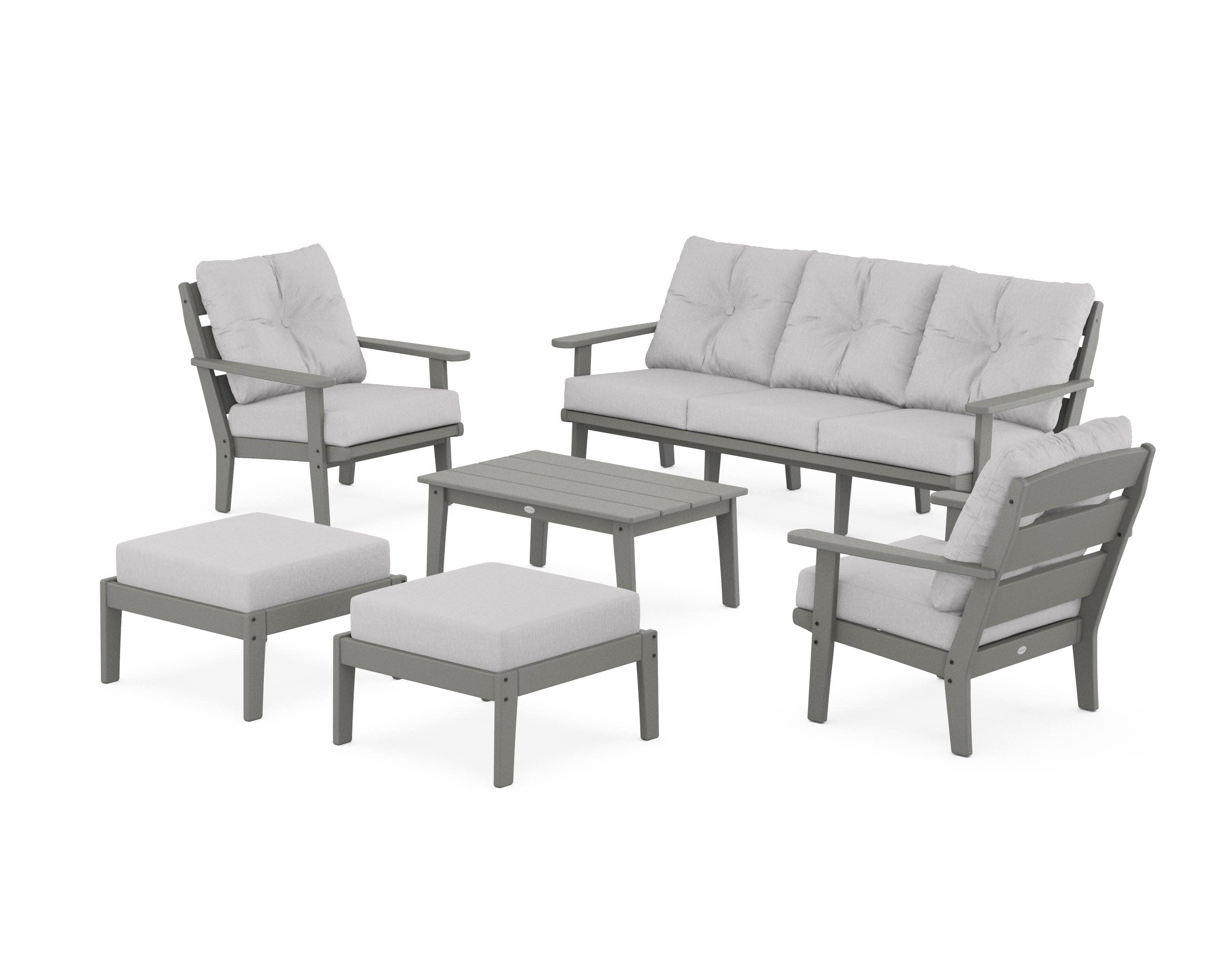 Lakeside 6-Piece Lounge Sofa Set in Slate Grey / Granite