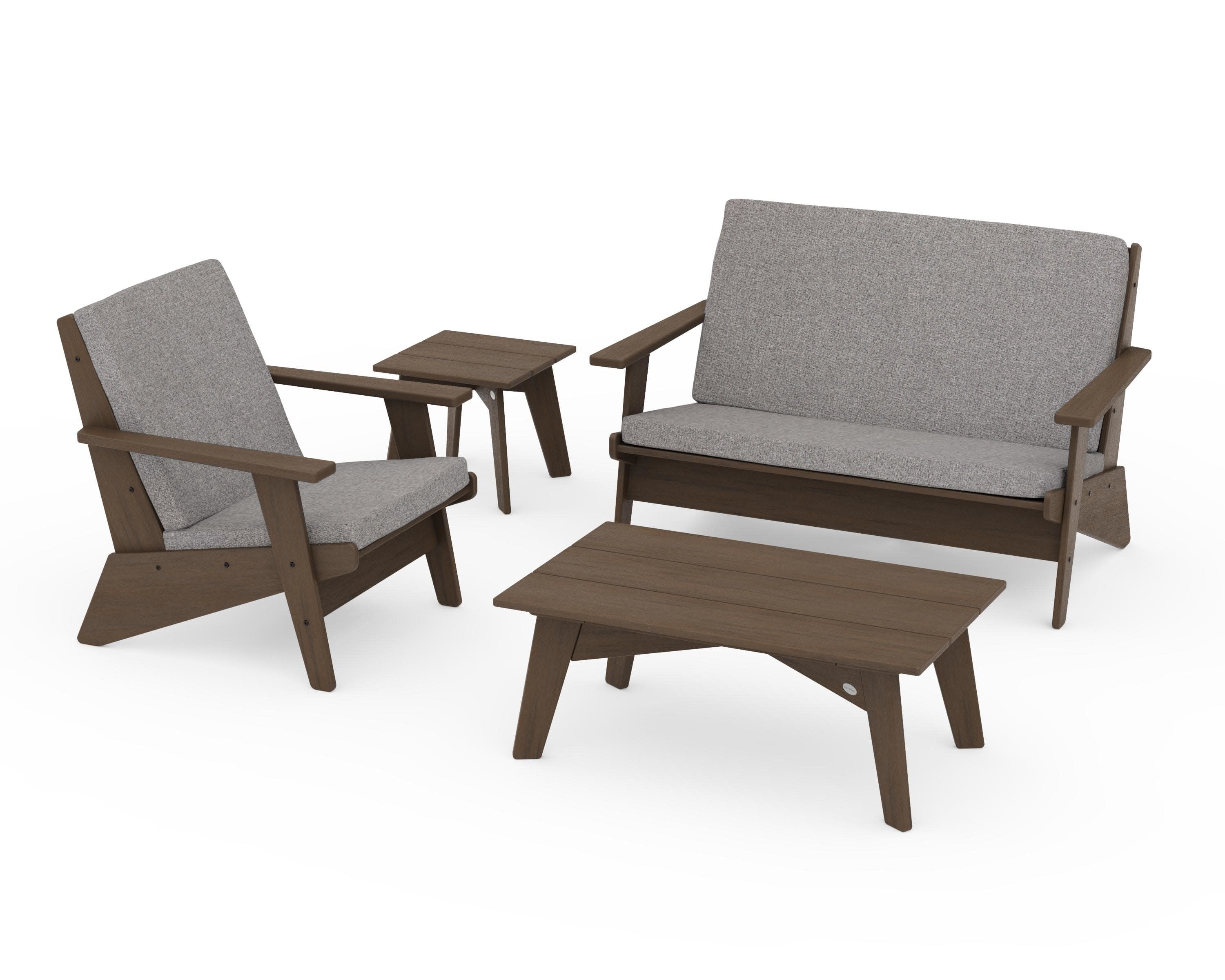 Riviera Modern Lounge 4-Piece Set in Kona / Grey Mist