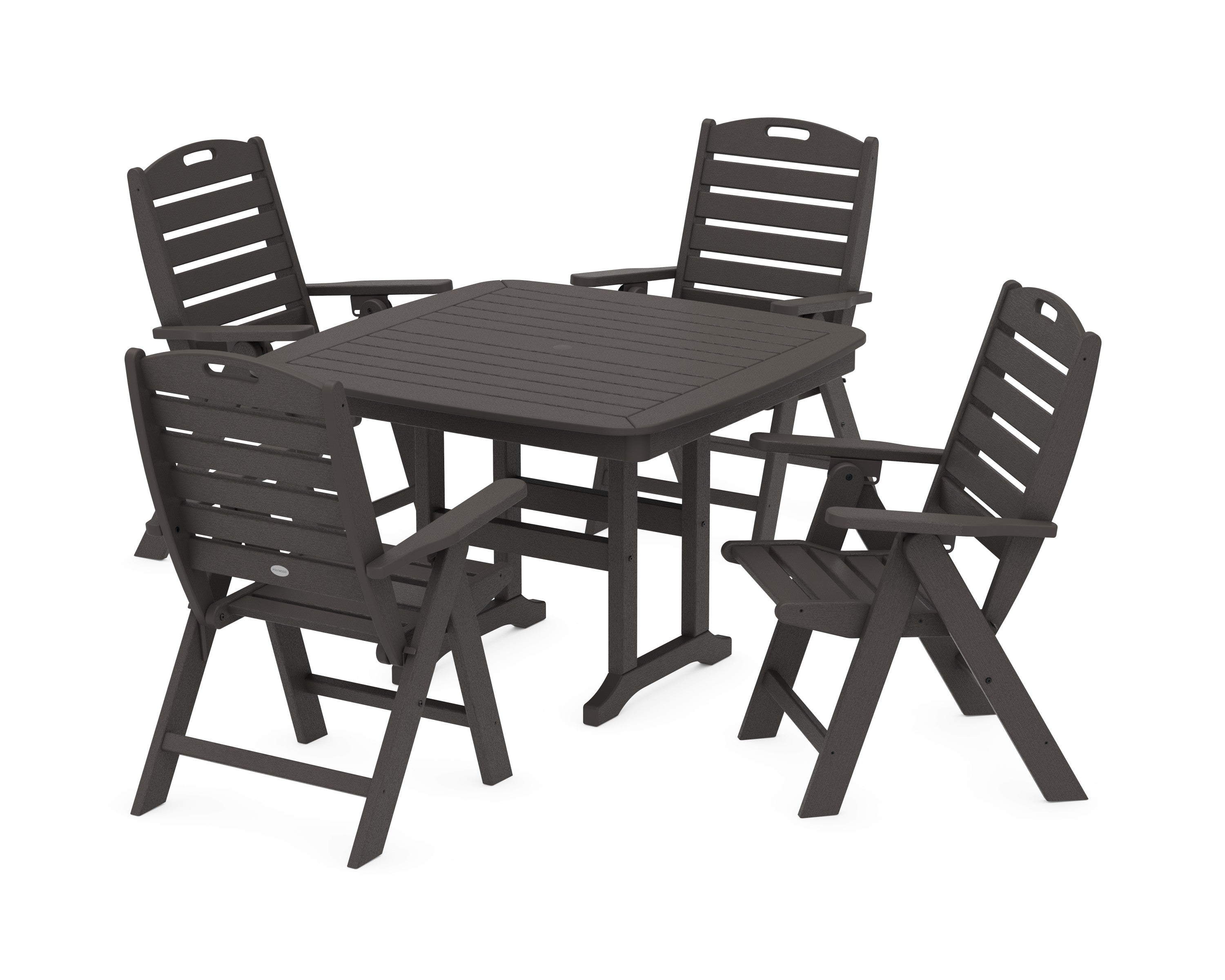 Nautical Highback Chair 5-Piece Dining Set in Vintage Coffee