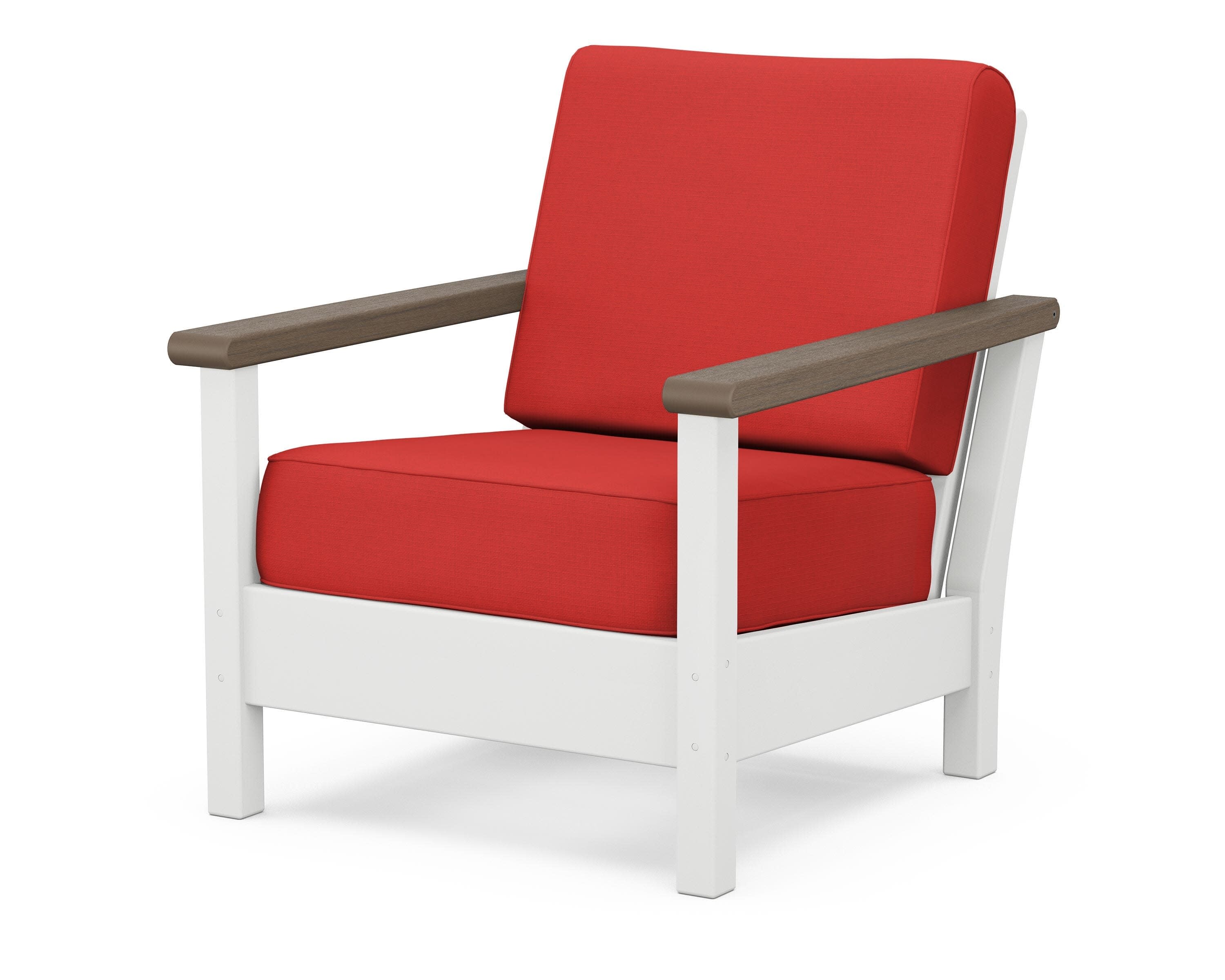 Harbour Deep Seating Chair in White / Kona / Crimson Linen