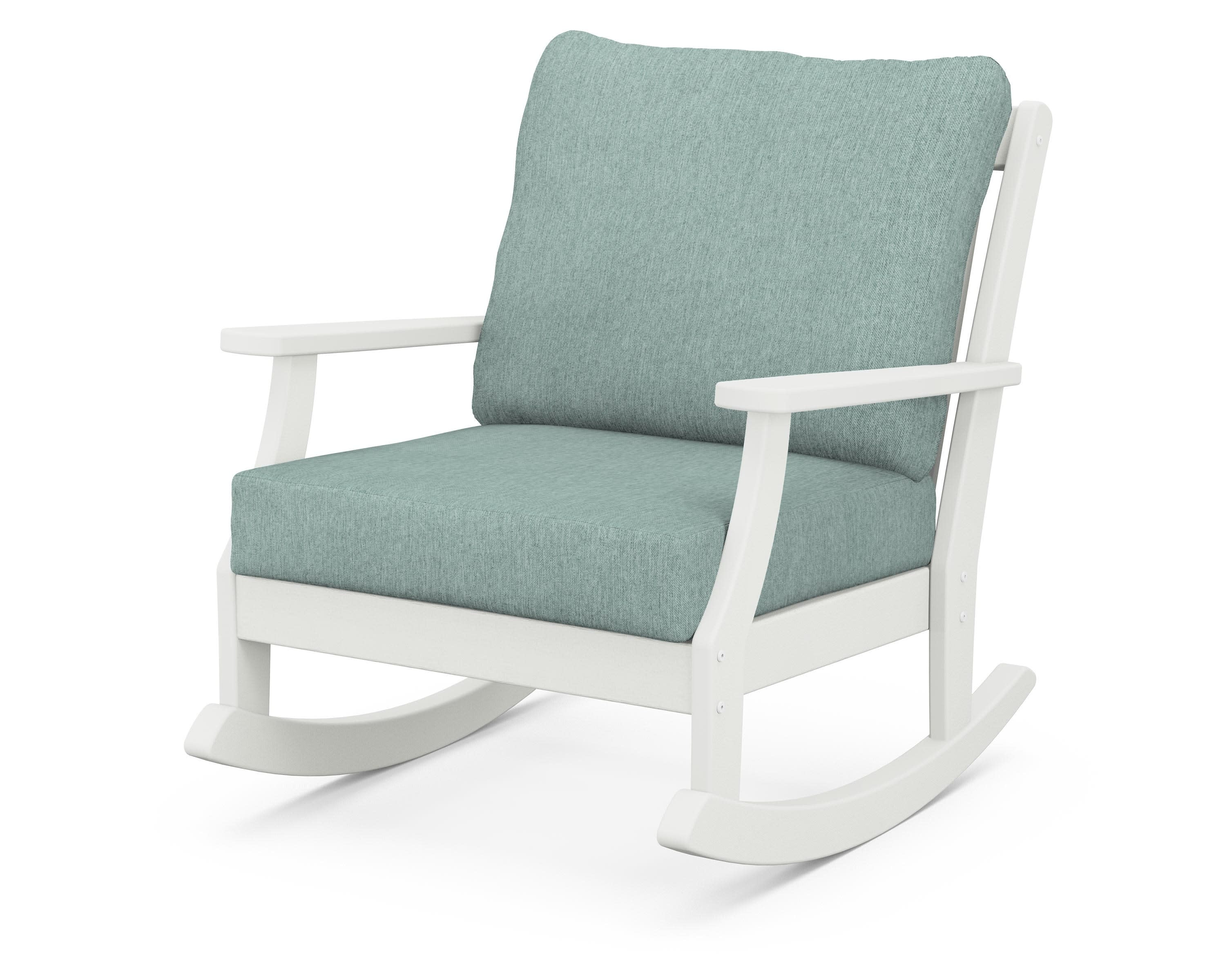 Braxton Deep Seating Rocking Chair in Vintage White / Glacier Spa