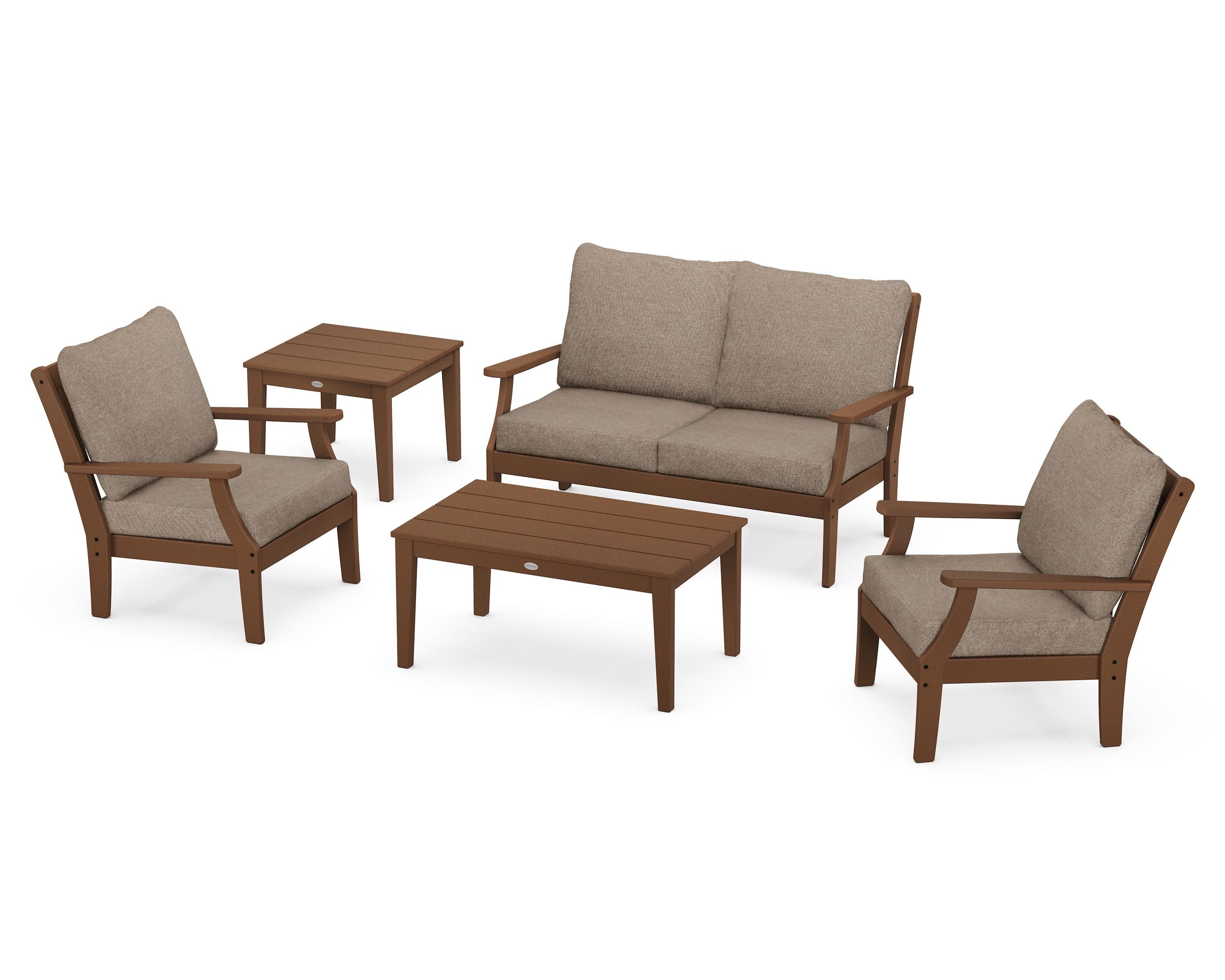 Braxton 5-Piece Deep Seating Set in Teak / Spiced Burlap