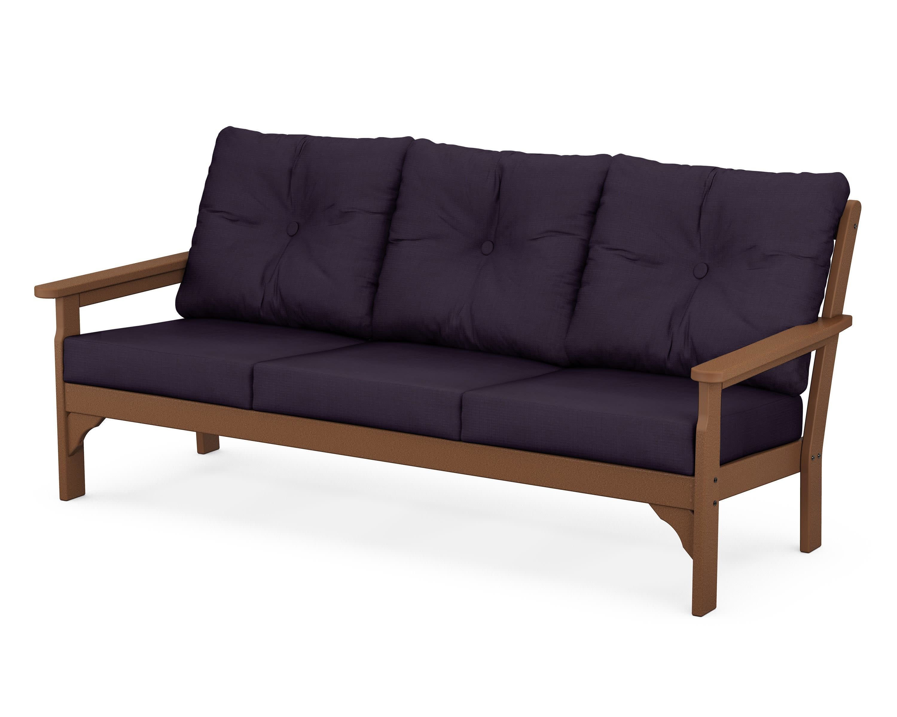 Vineyard Deep Seating Sofa in Teak / Navy Linen
