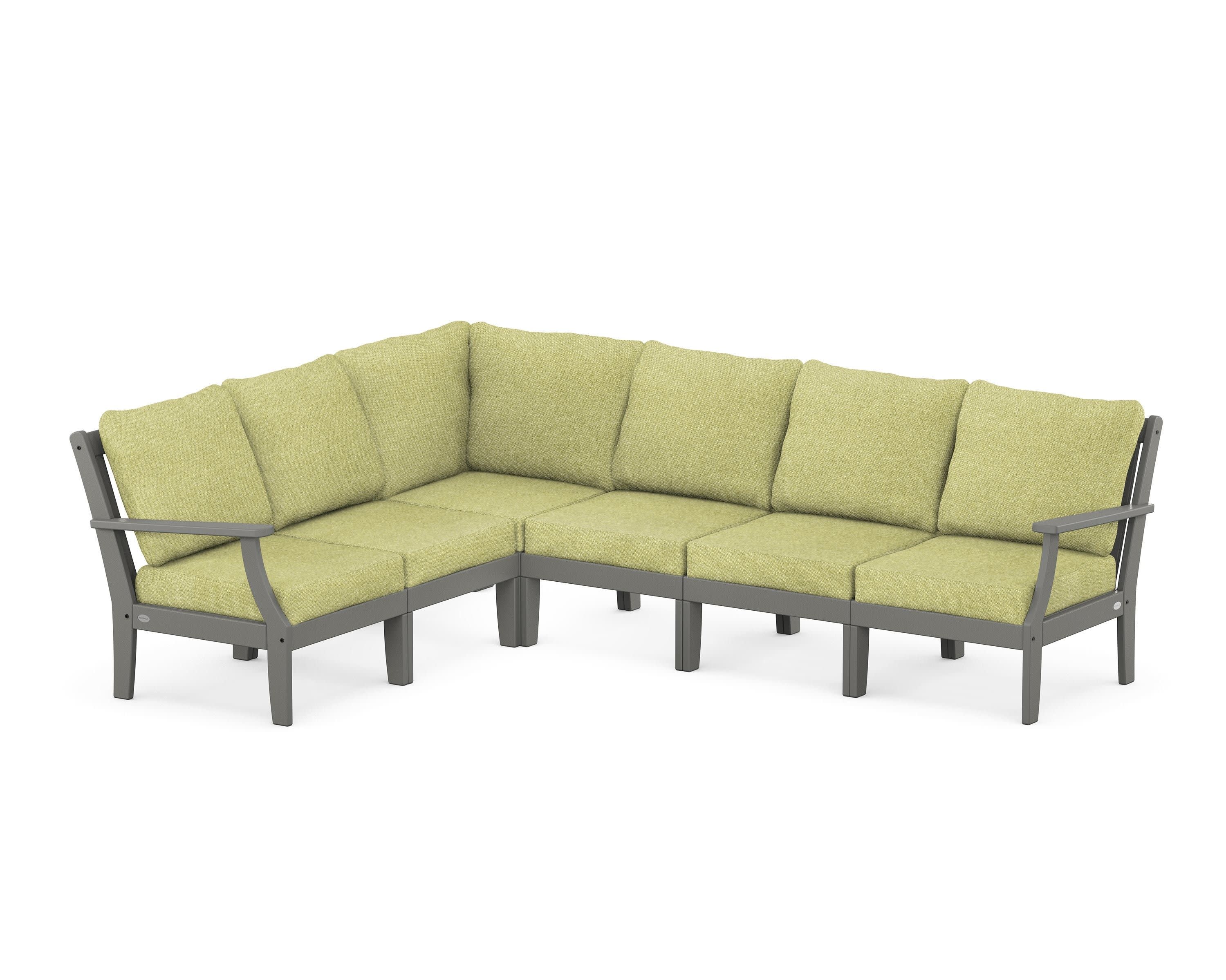 Braxton Modular 6-Piece Deep Seating Set in Slate Grey / Chartreuse Boucle
