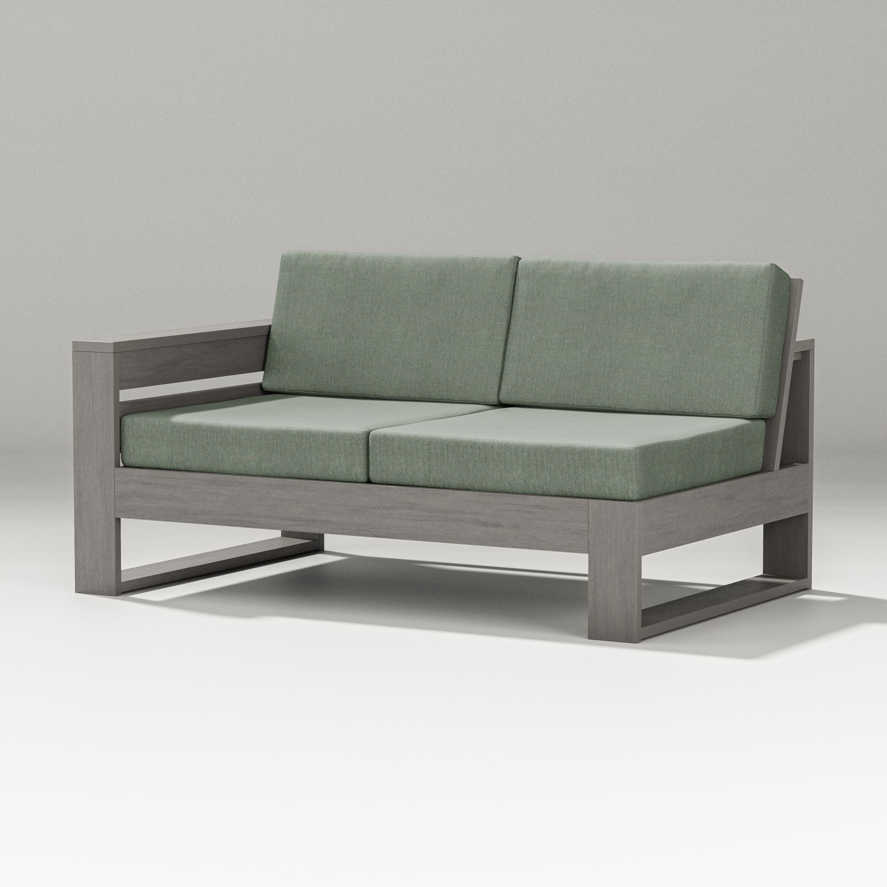 Latitude Modular Left Arm Loveseat in Driftwood / Cast Sage