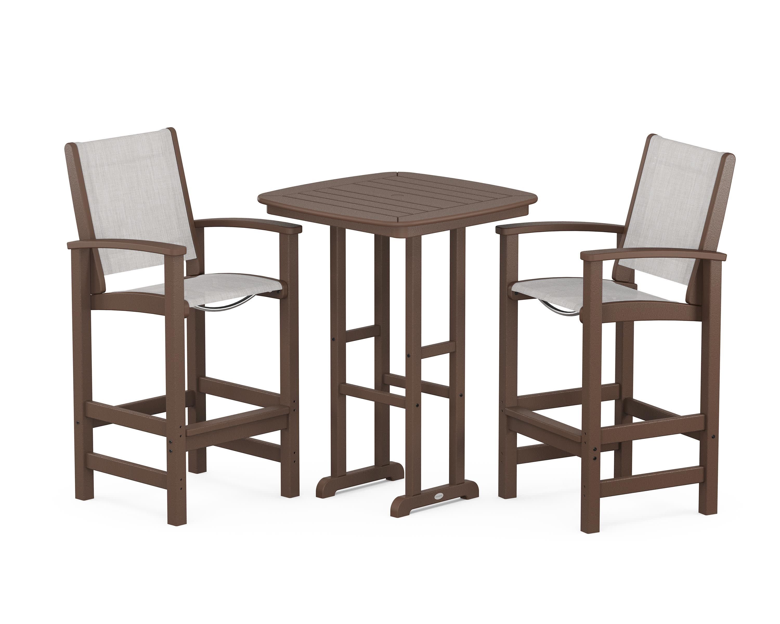 Coastal 3-Piece Bar Set in Mahogany / Parchment Sling