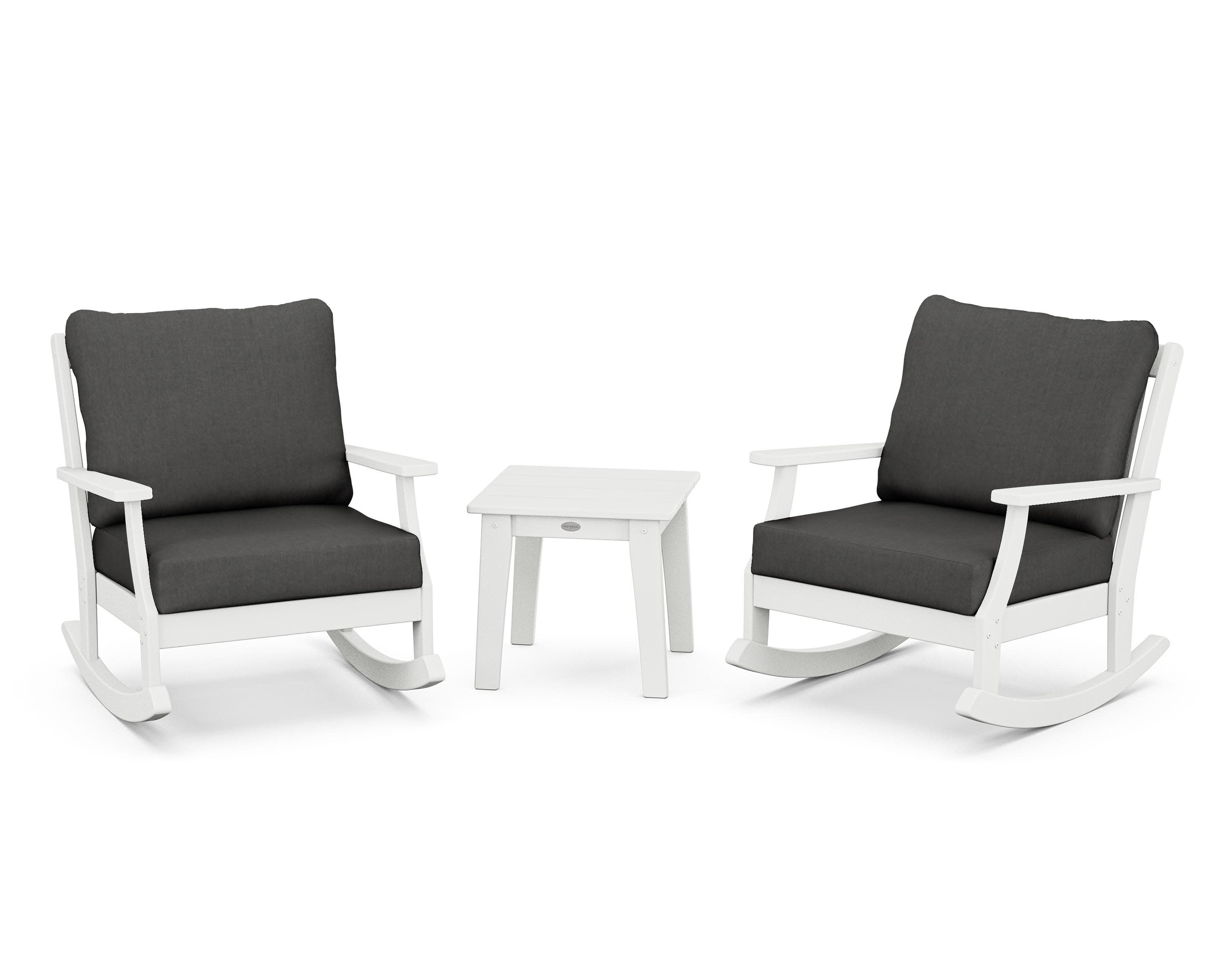 Braxton 3-Piece Deep Seating Rocker Set in White / Spectrum Carbon