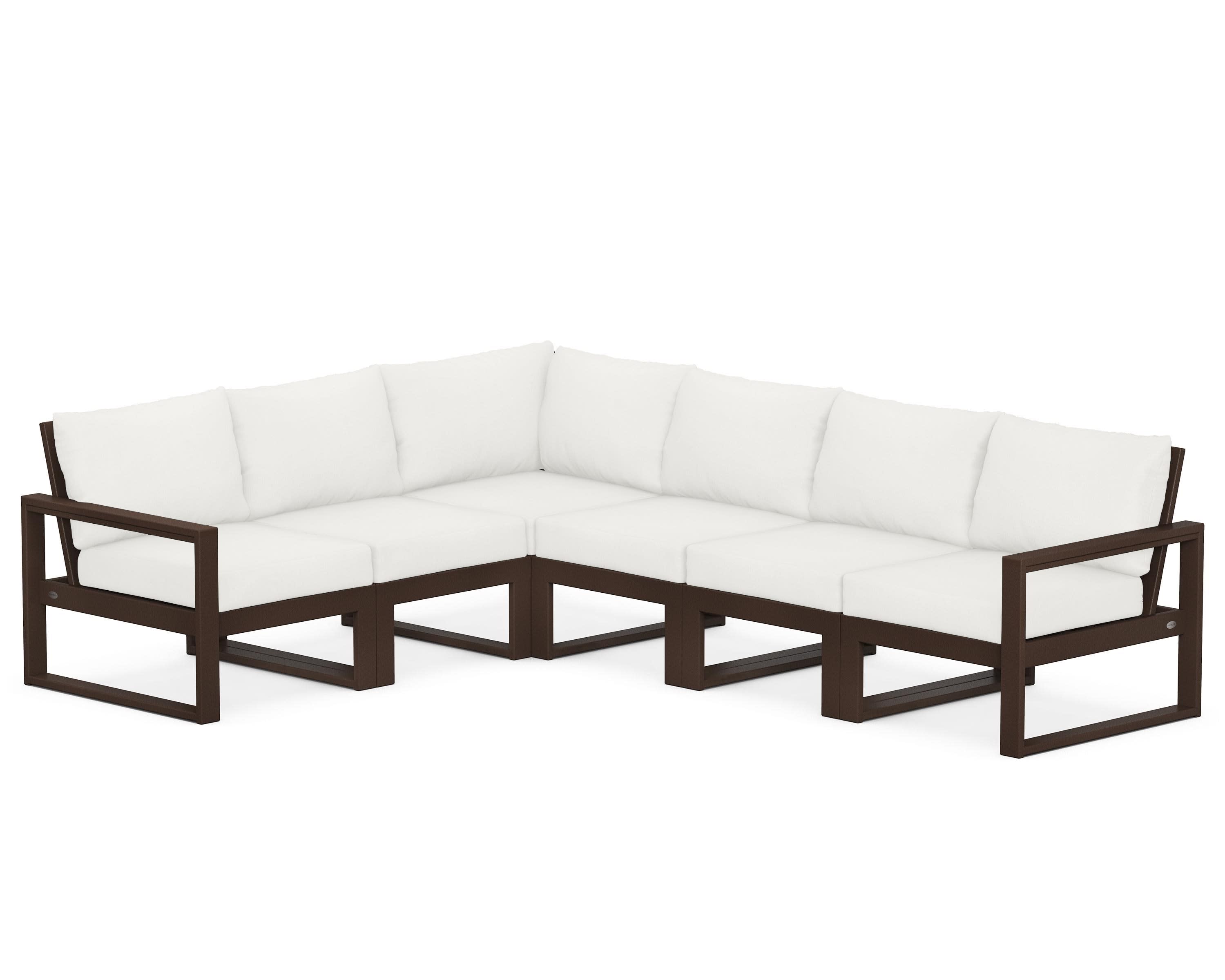 EDGE 6-Piece Modular Deep Seating Set in Mahogany / Natural Linen