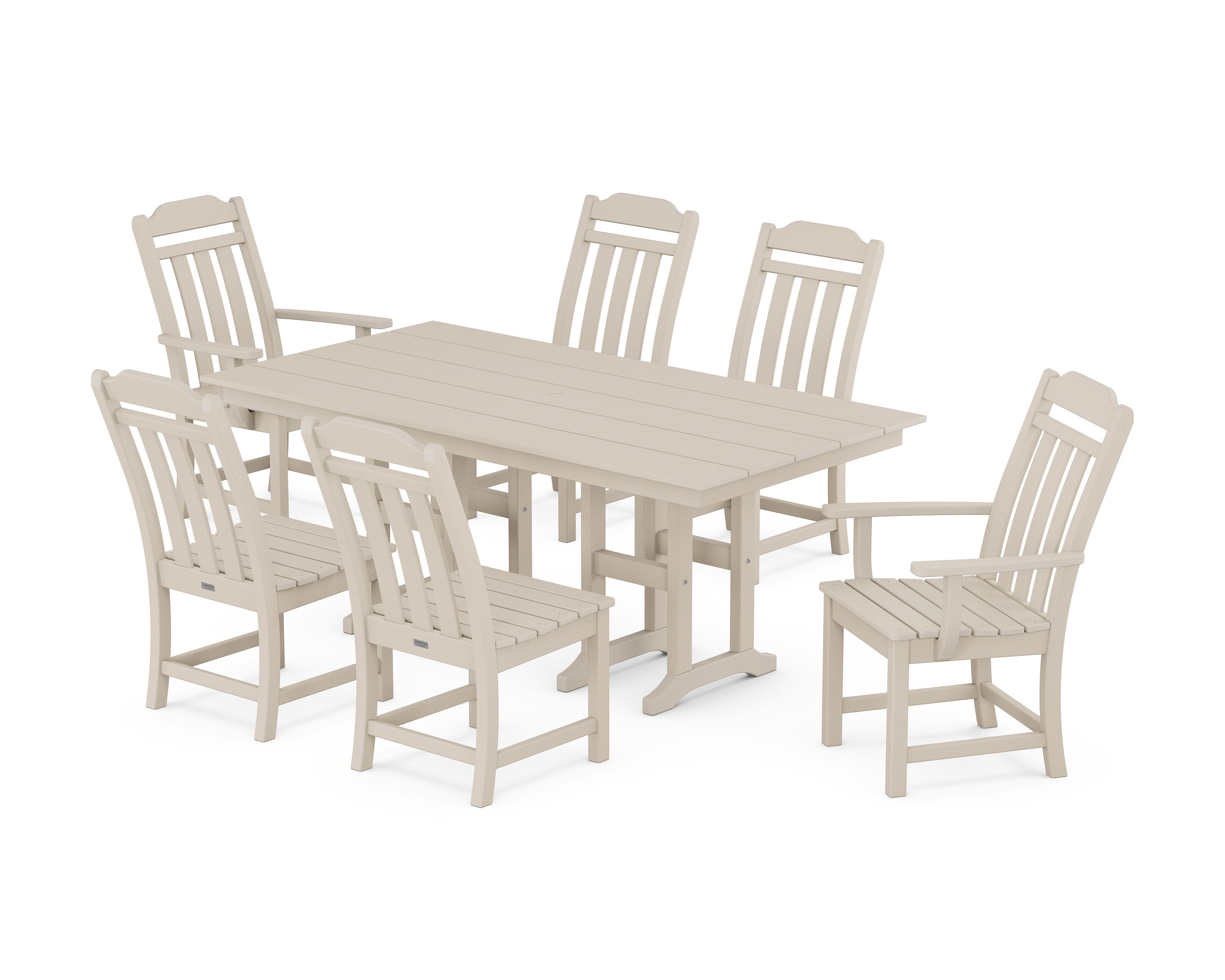 Cottage 7-Piece Farmhouse Dining Set in Sand
