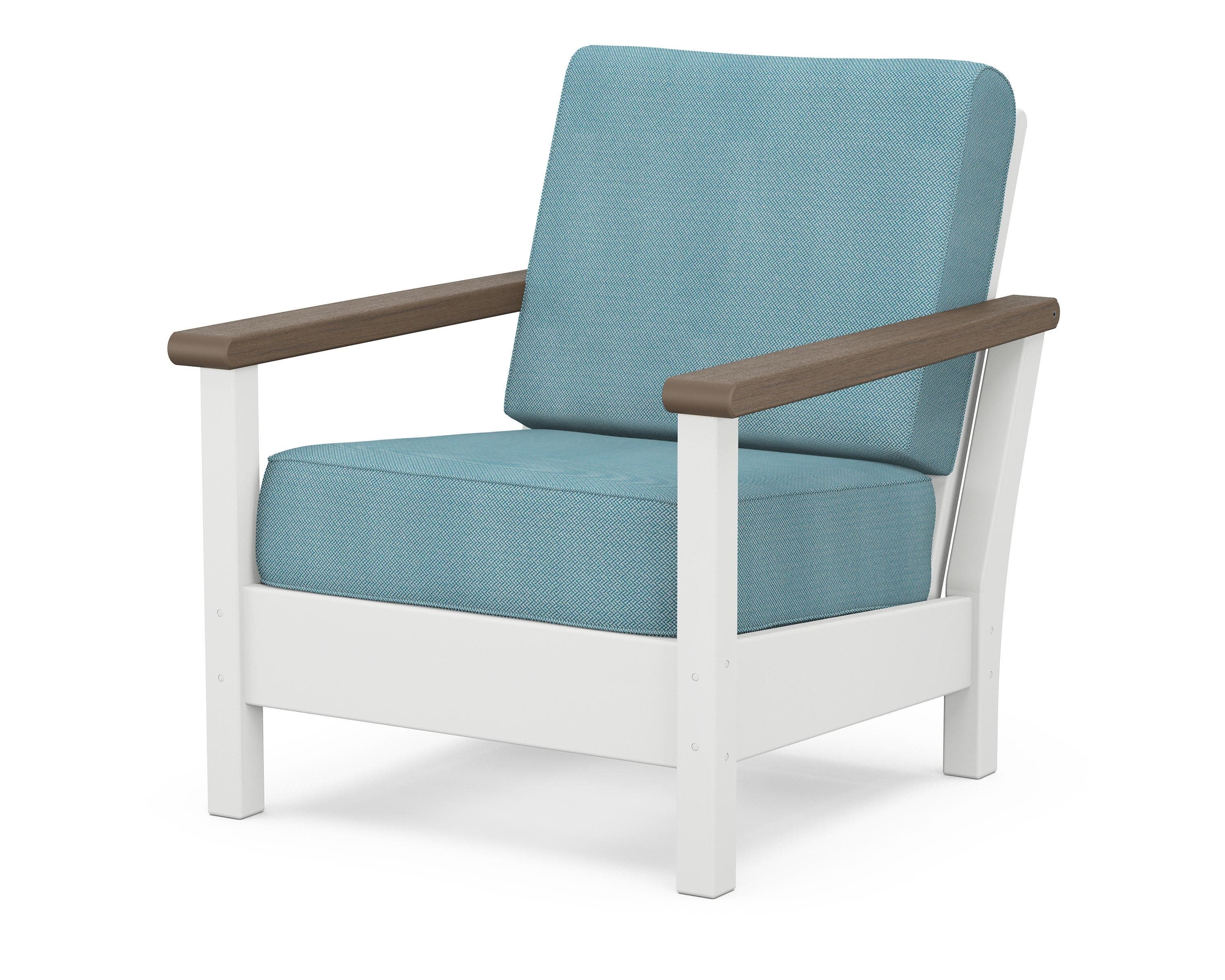 Harbour Deep Seating Chair in White / Kona / Lattice Sky Blue