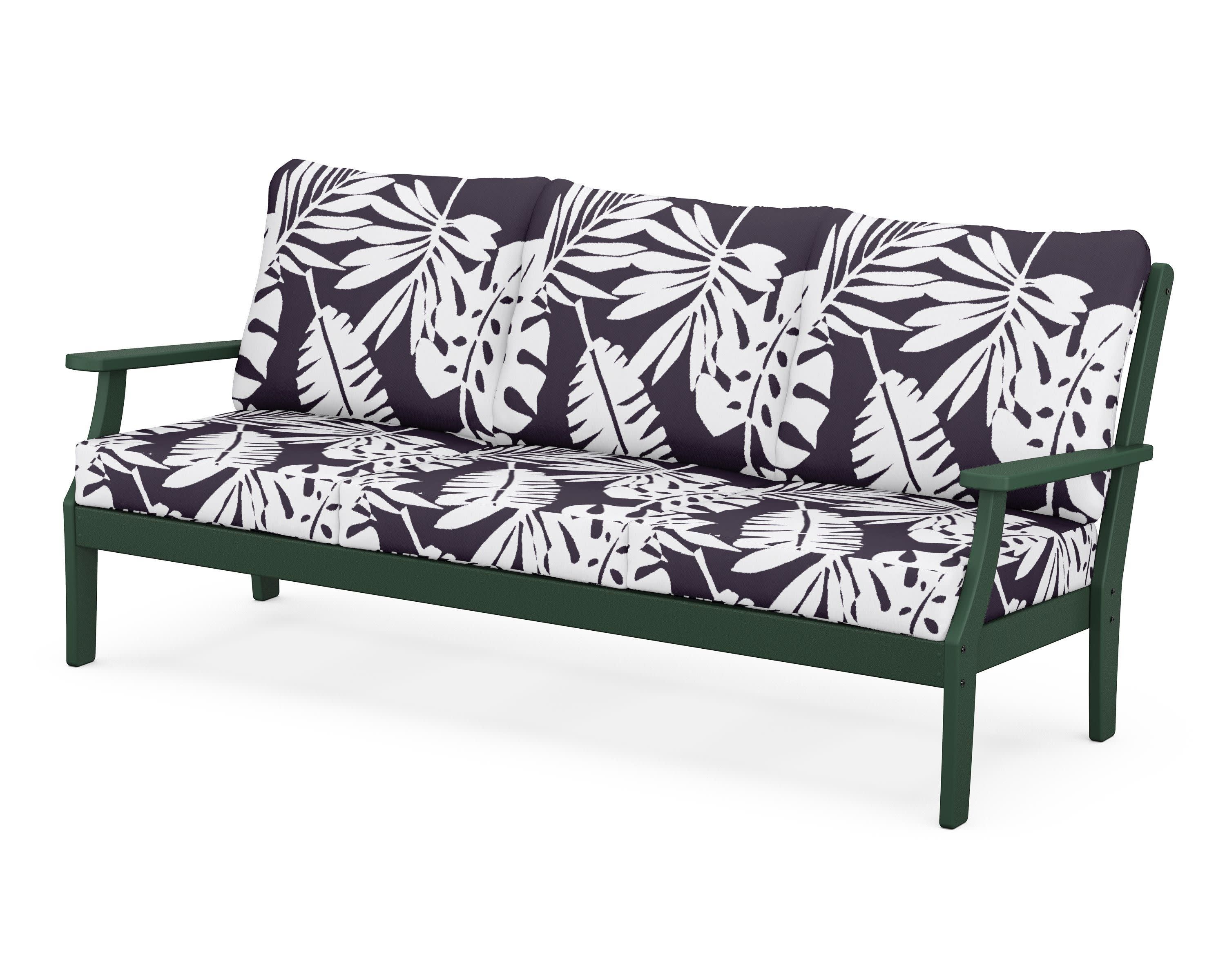 Braxton Deep Seating Sofa in Green / Leaf Navy