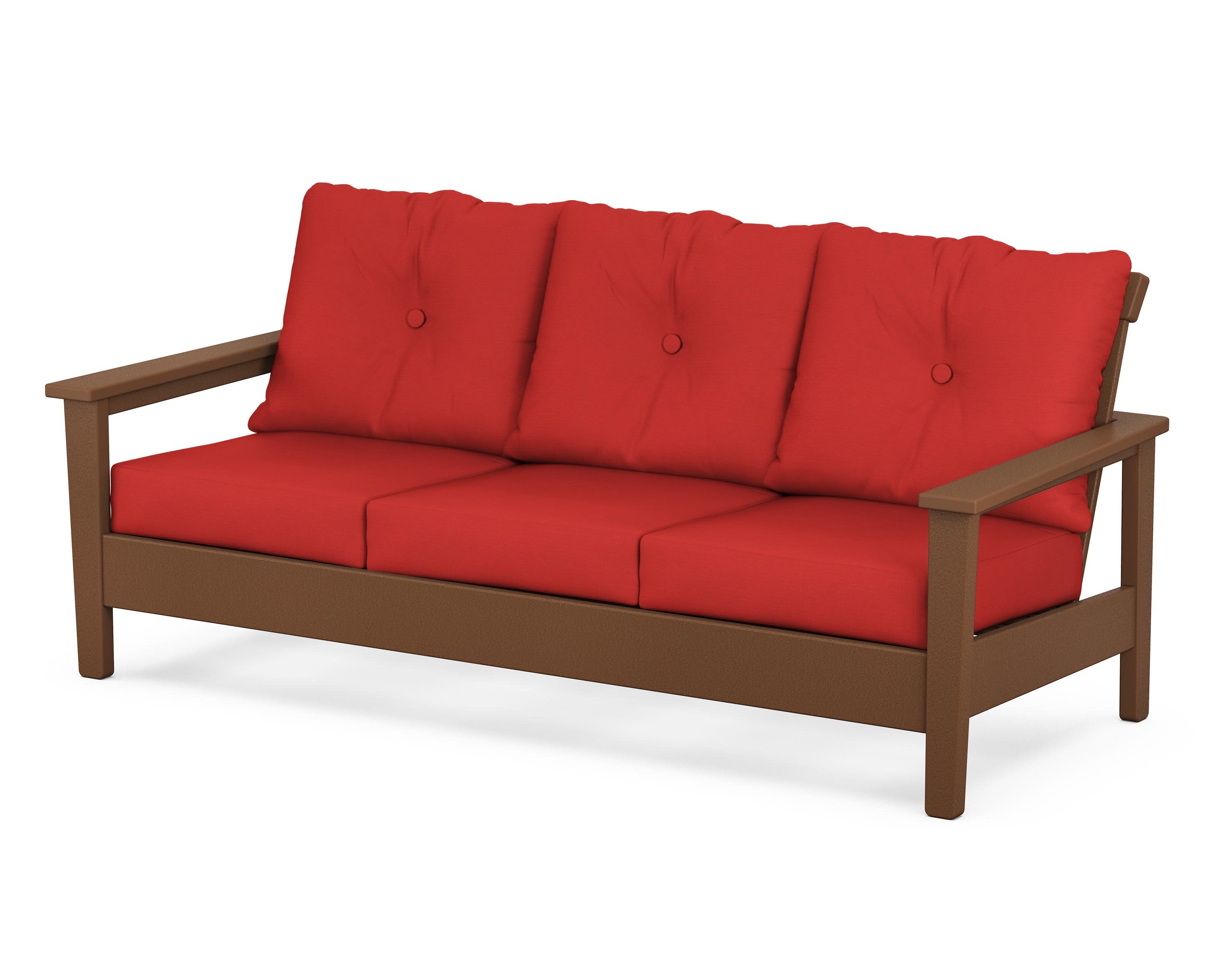 Prescott Deep Seating Sofa in Teak / Crimson Linen