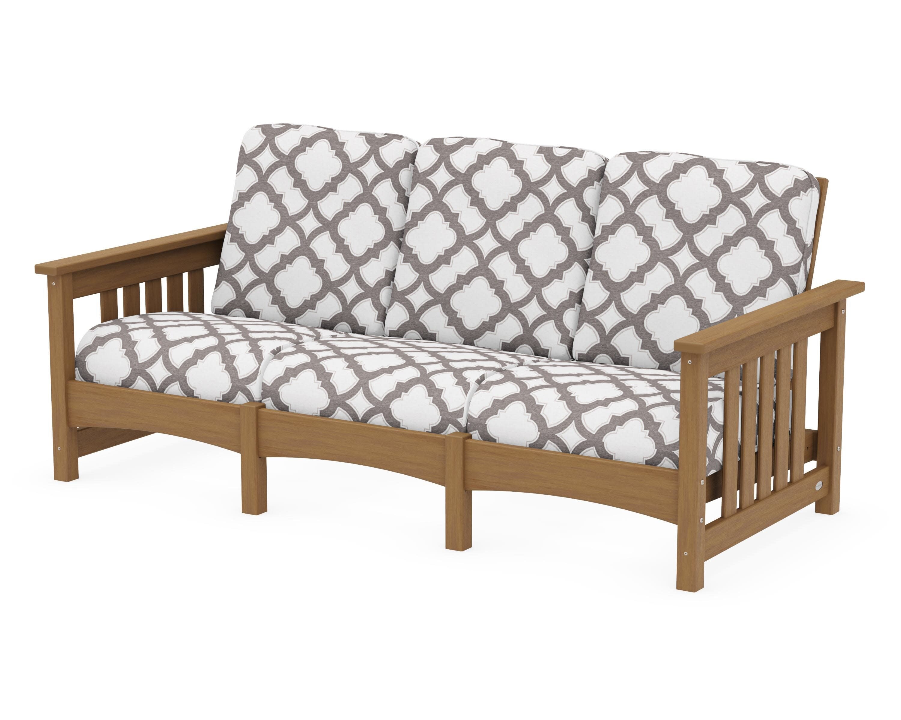 Club Mission Sofa in Natural / Trellis Grey Mist